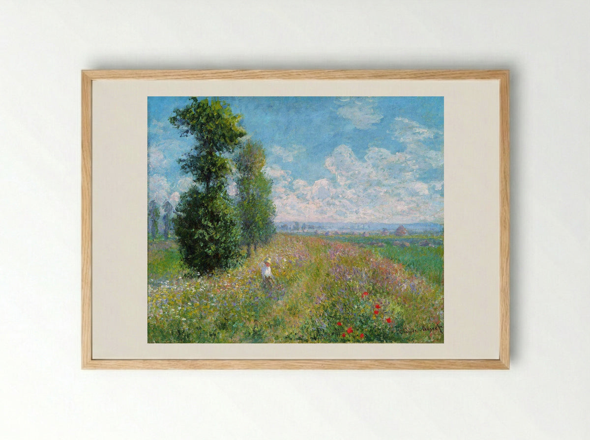 Meadow with Poplars - Claude Monet - Framed Print Wood