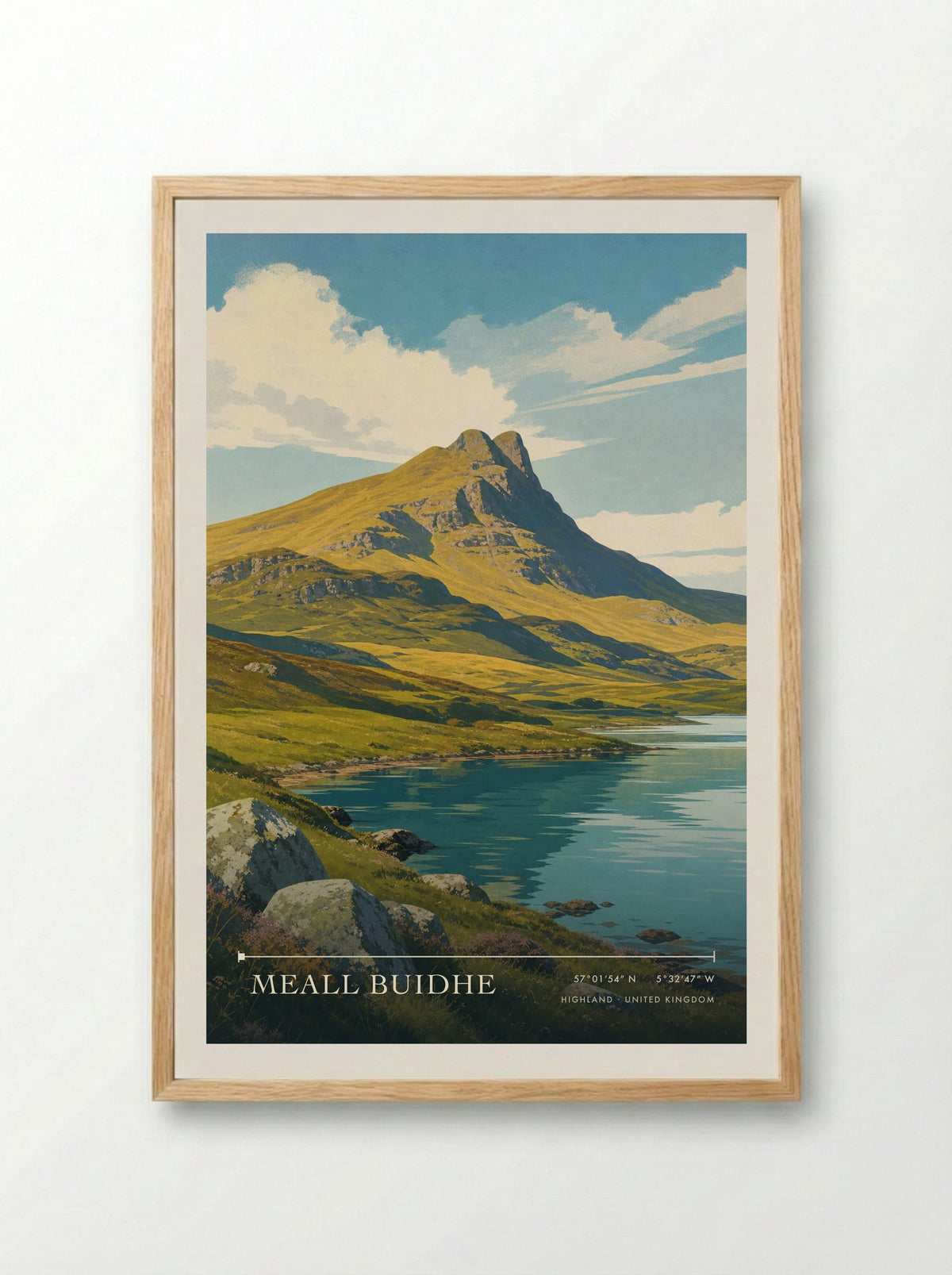 Meall Buidhe Highland United Kingdom Travel Poster - Framed Print Wood