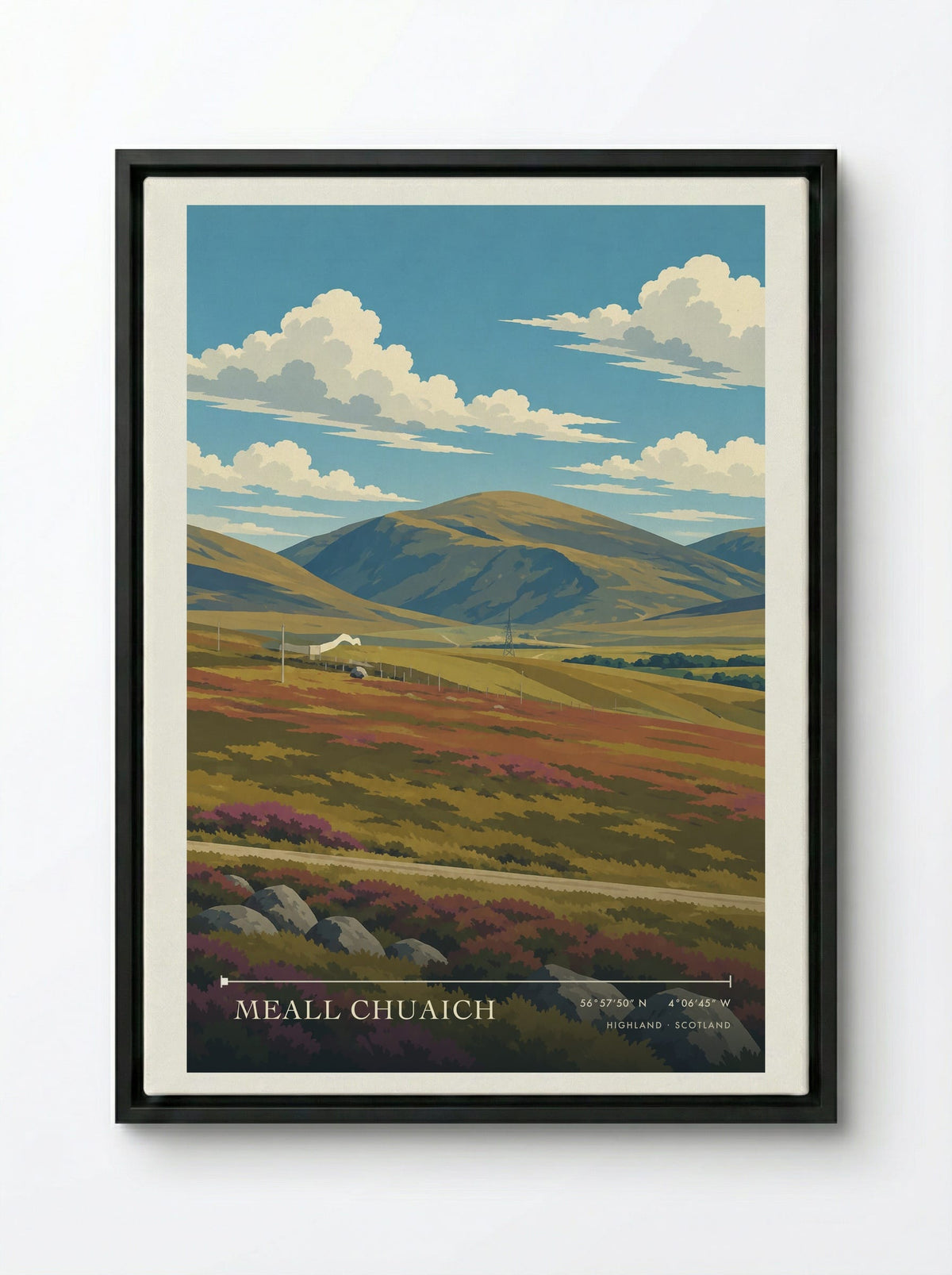 Meall Chuaich, Highland | Travel Poster - Framed Canvas Black