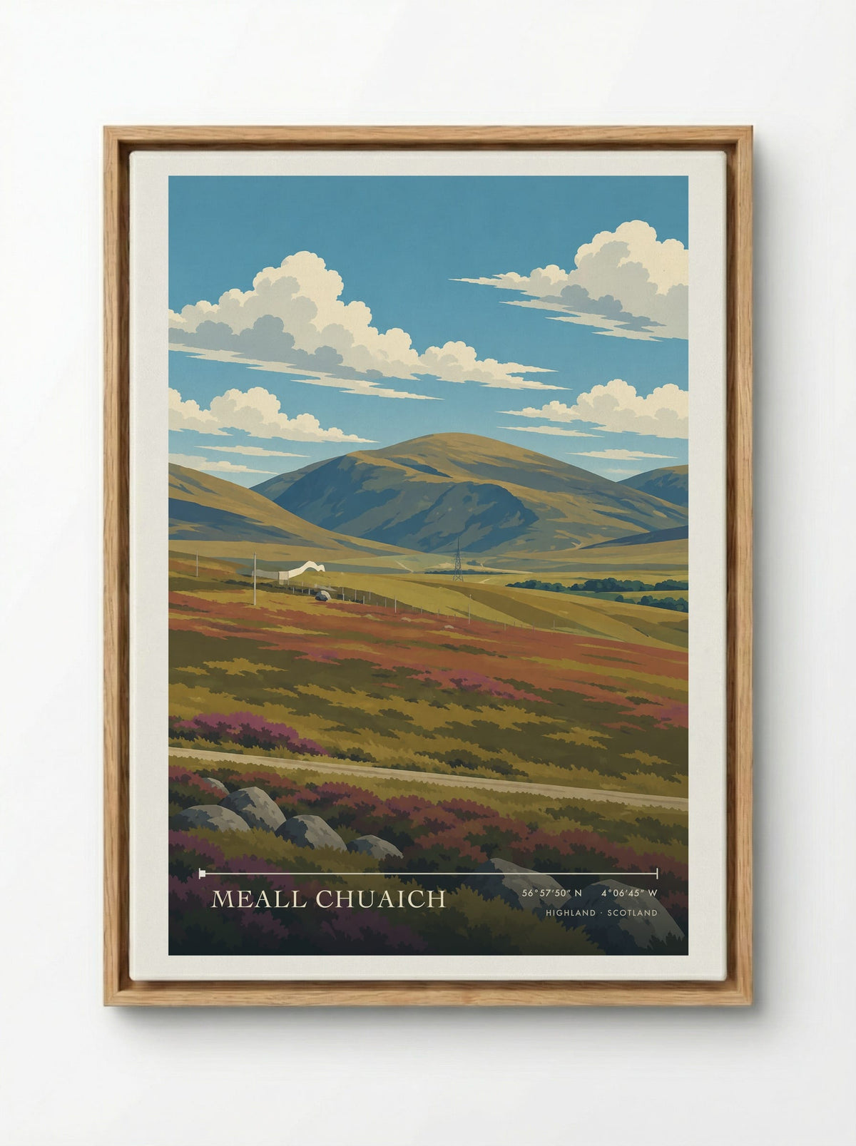 Meall Chuaich, Highland | Travel Poster - Framed Canvas Wood