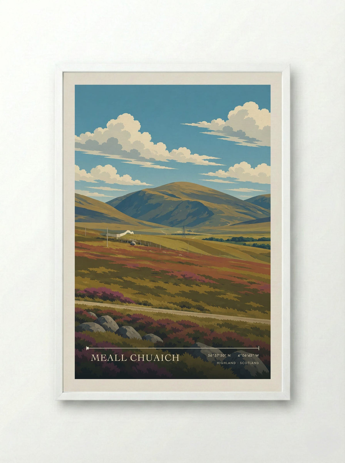 Meall Chuaich, Highland | Travel Poster - Framed Print White