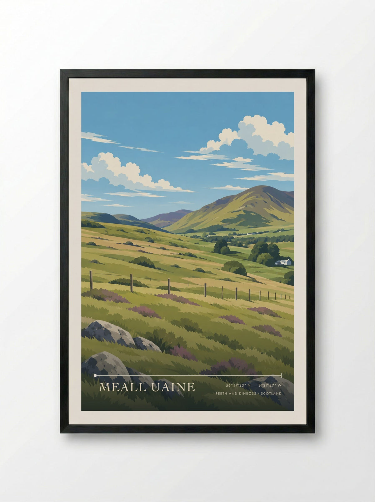 Meall Uaine, Perth and Kinross | Travel Poster - Framed Print Black