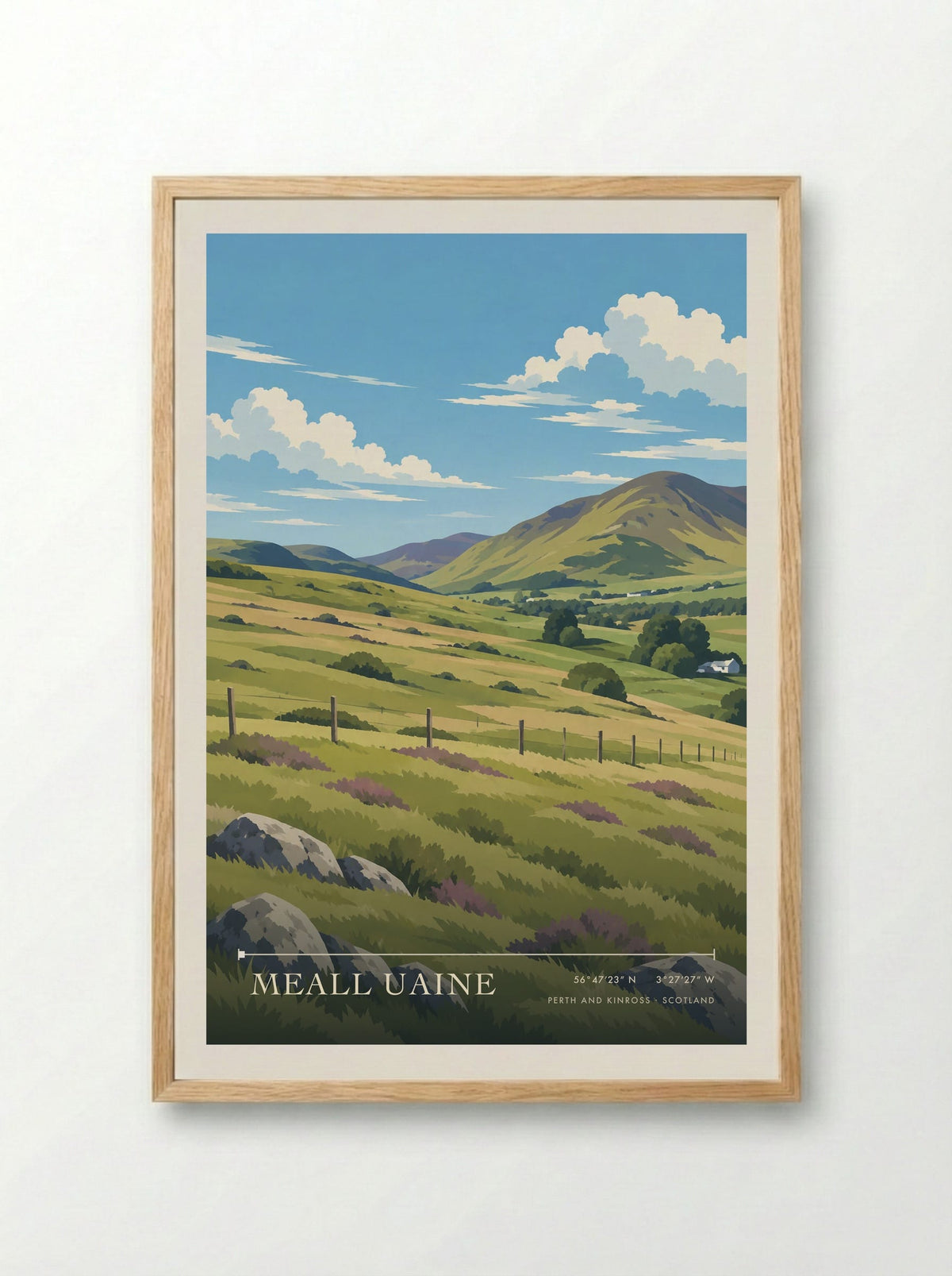Meall Uaine, Perth and Kinross | Travel Poster - Framed Print Wood