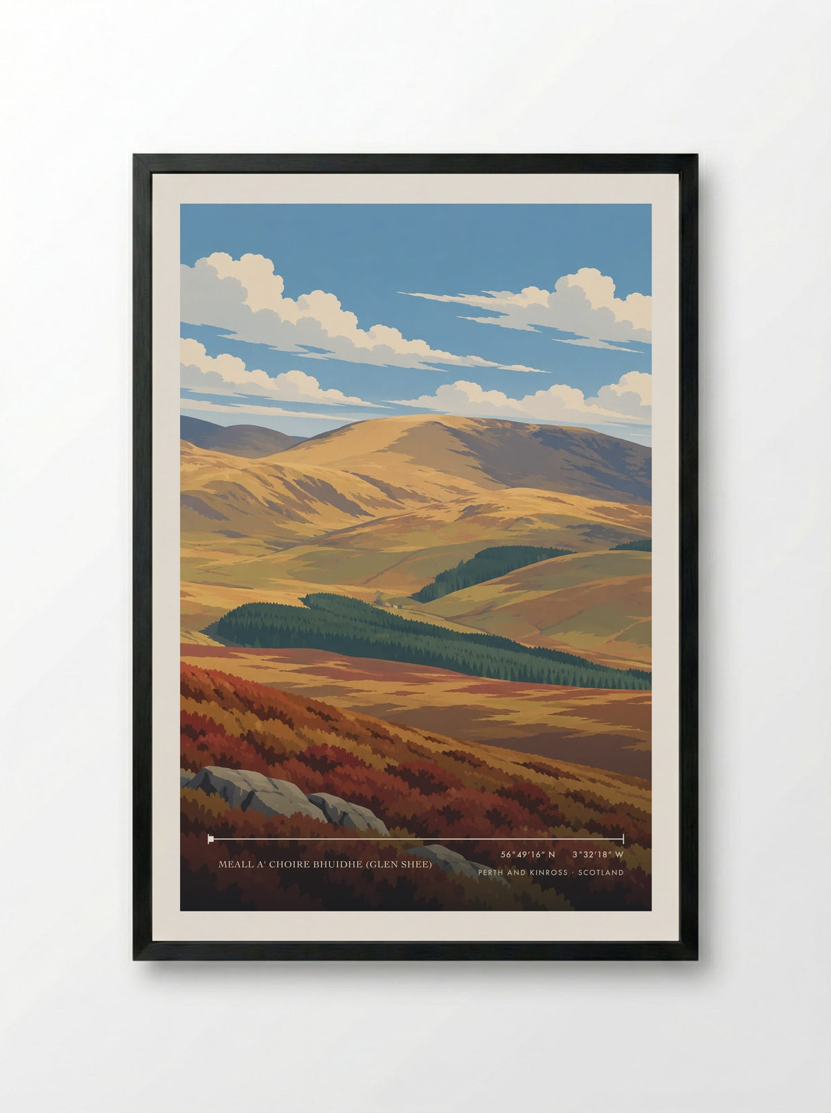 Meall a' Choire Bhuidhe (Glen Shee), Perth and Kinross | Travel Poster - Framed Print Black