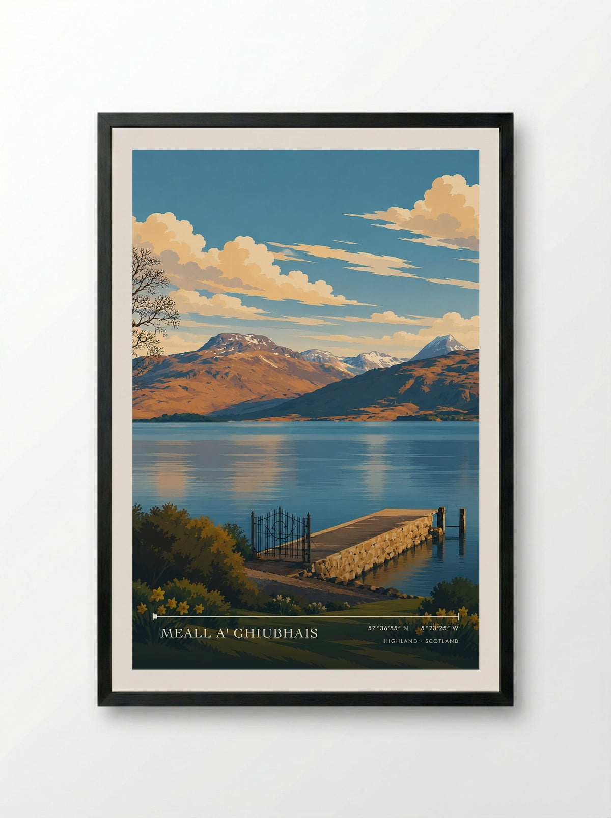 Meall a' Ghiubhais, Highland | Travel Poster - Framed Print Black