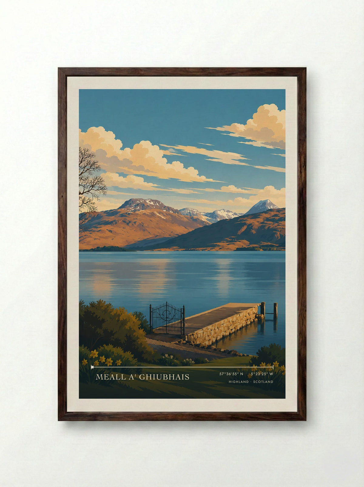 Meall a' Ghiubhais, Highland | Travel Poster - Framed Print Dark Wood