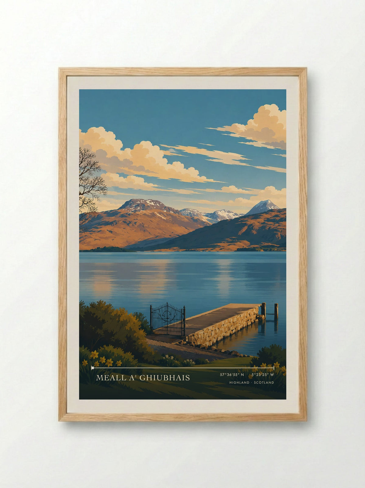 Meall a' Ghiubhais, Highland | Travel Poster - Framed Print Wood