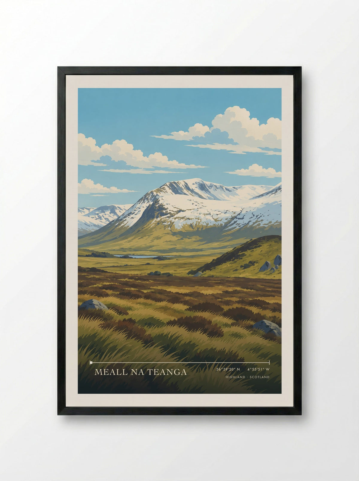 Meall na Teanga, Highland | Travel Poster - Framed Print Black