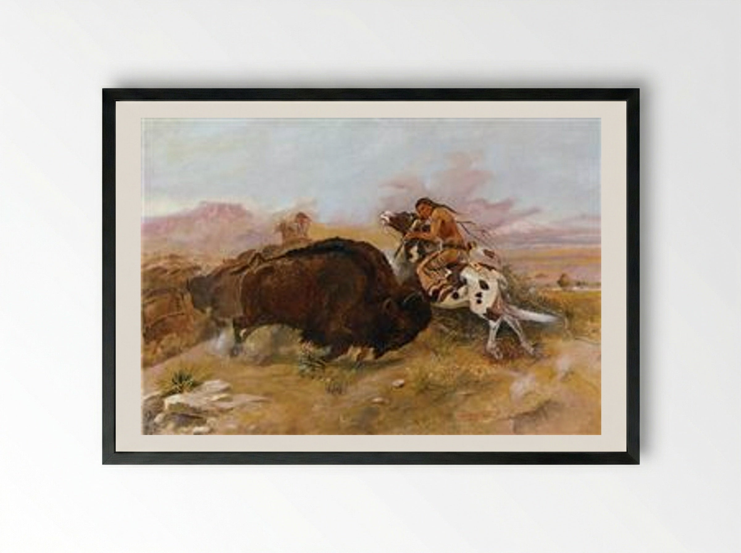 Meat for the Tribe - Charles M. Russell - Framed Print Black