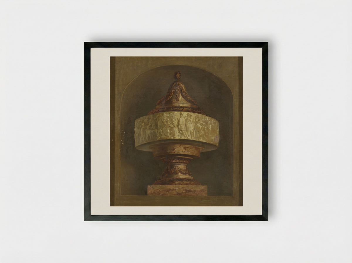 Medaillon met Bacchus omringd door drie putti en een geit - Jurriaan Andriessen - Framed Print Black