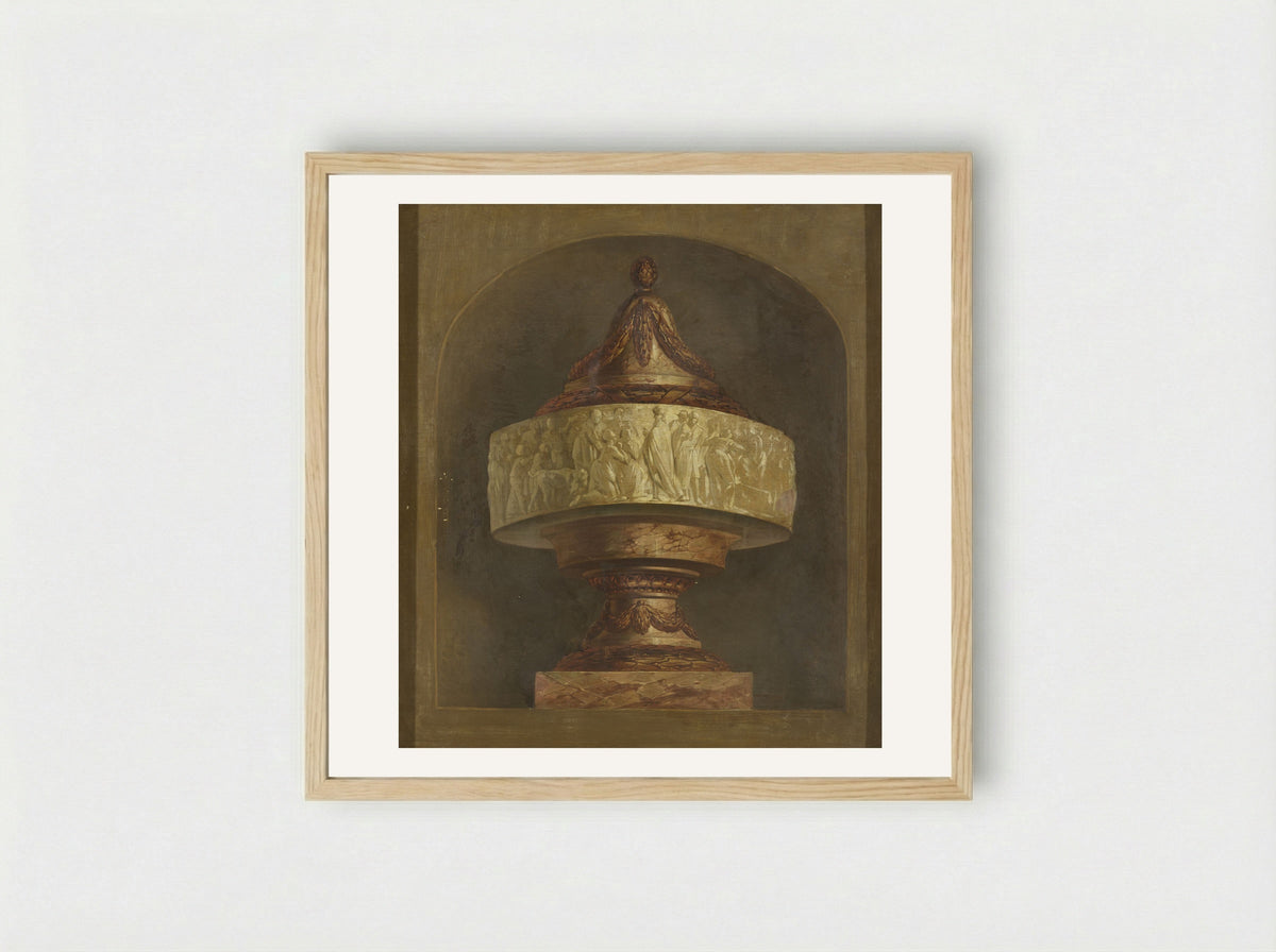 Medaillon met Bacchus omringd door drie putti en een geit - Jurriaan Andriessen - Framed Print Wood
