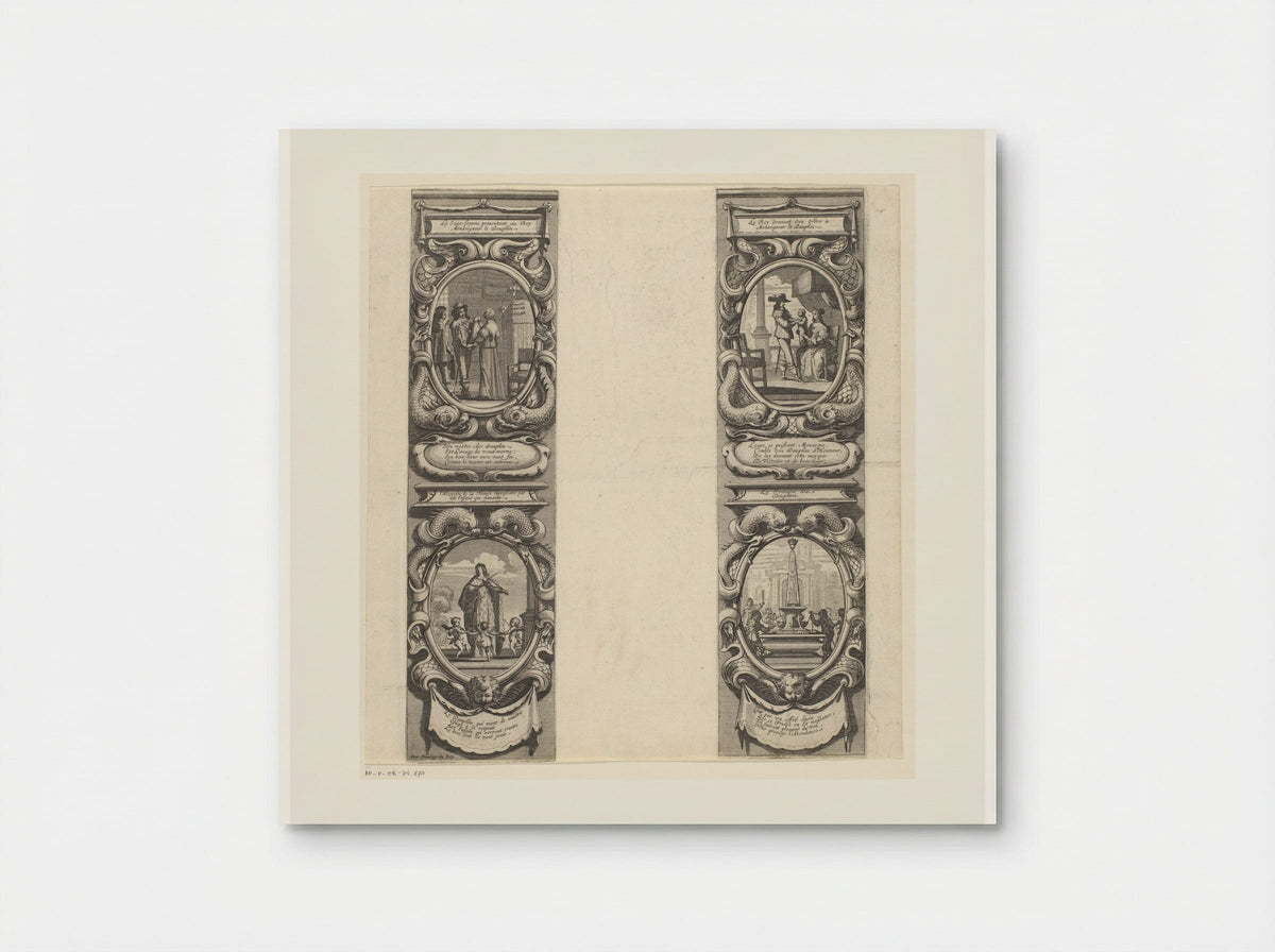 Medaillons met visornament randen met voorstellingen betreffende de Dauphin - Abraham Bosse - Poster