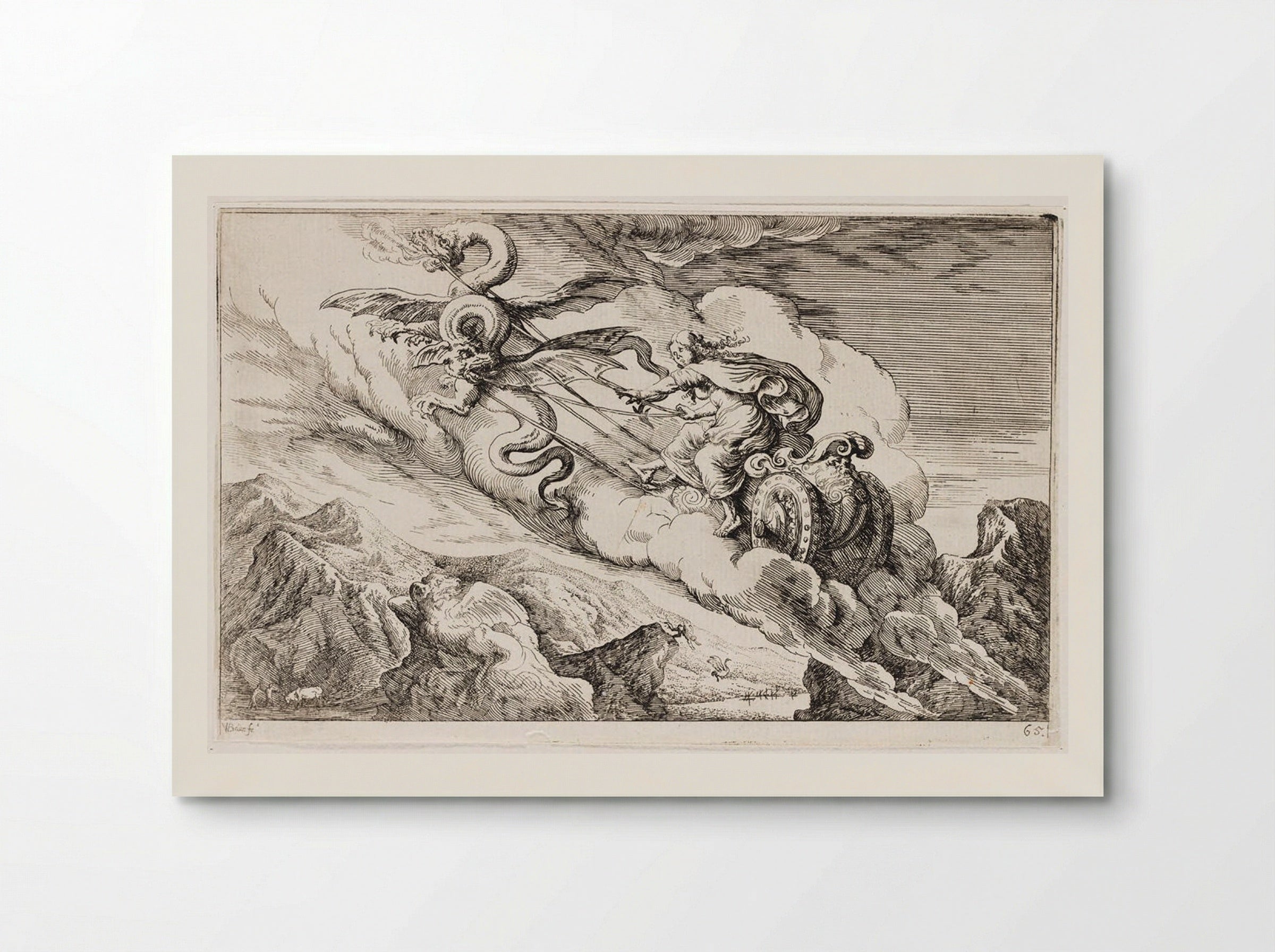 Medea Flees in Her Chariot Drawn by Winged Serpents - Johann Wilhelm Baur - Poster