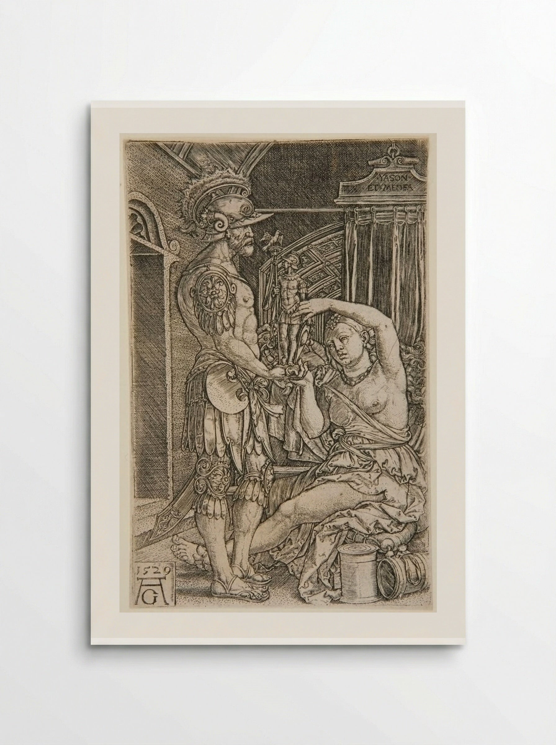Medea Presents a Statue of an Armed Man to Jason - Heinrich Aldegrever - Poster