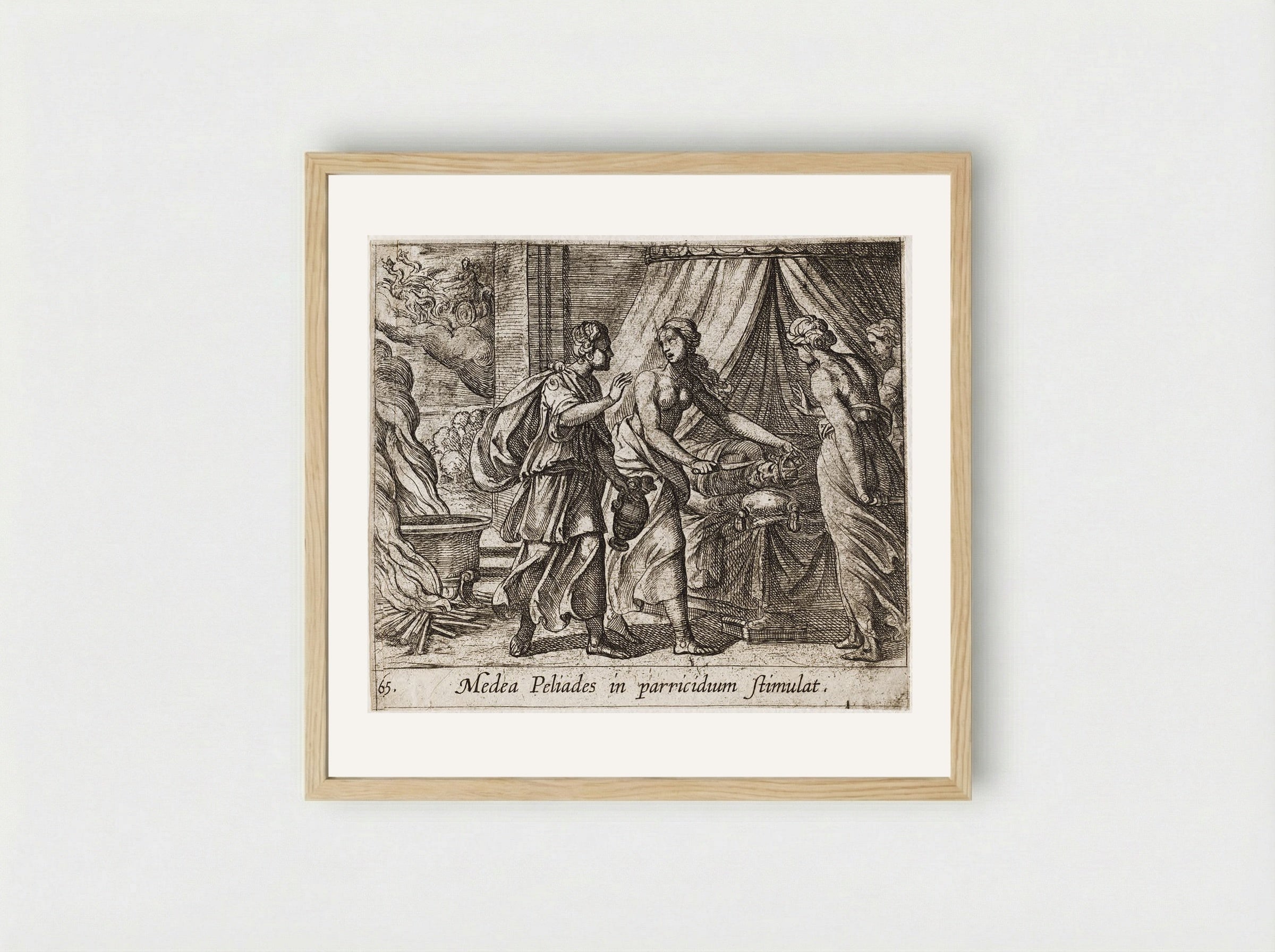 Medea Urging the Daughters of King Pelias to Murder their Father - Antonio Tempesta - Framed Print Wood