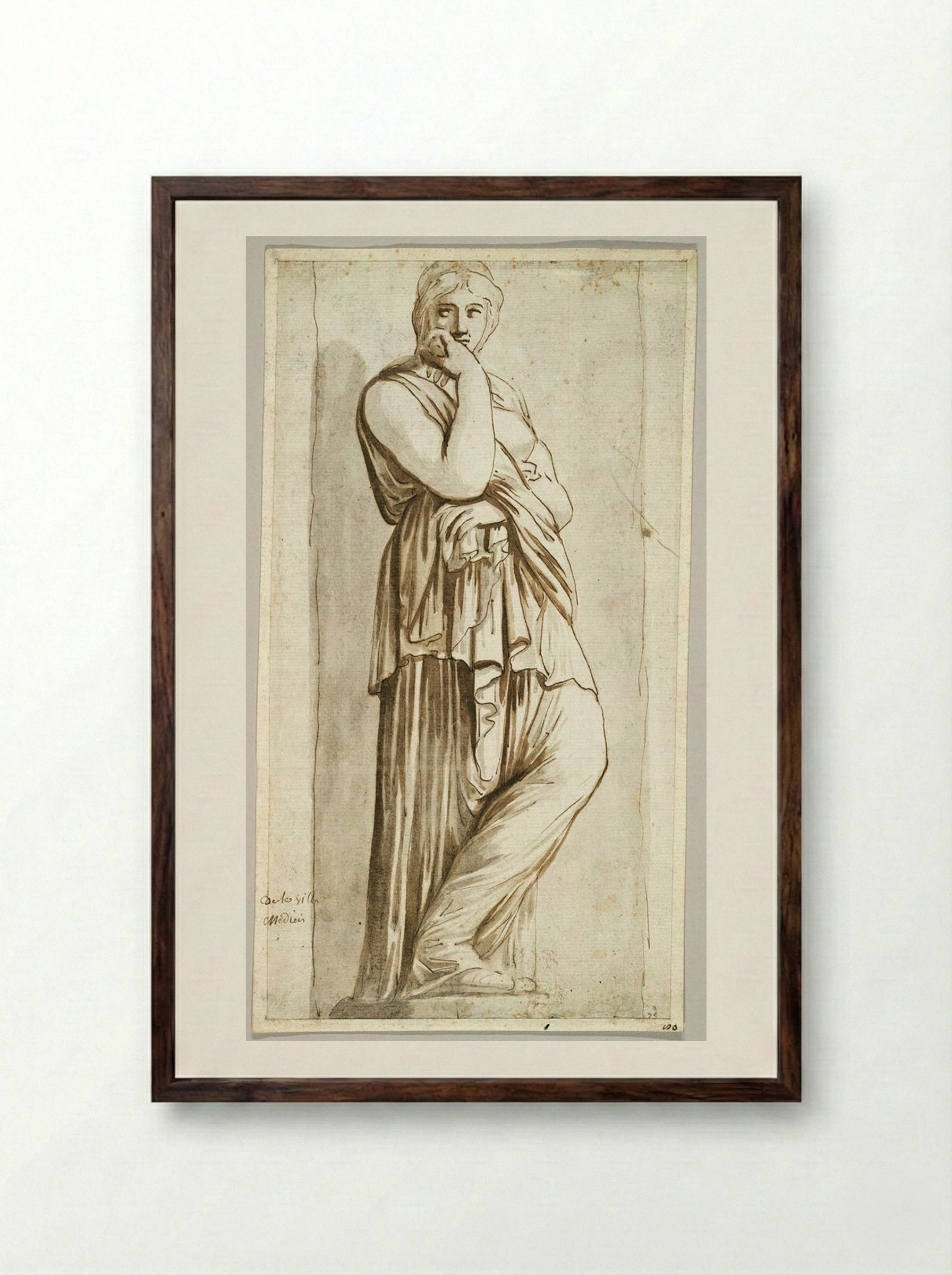 Medici Thusnelda (Study after the Antique) - Augustin Pajou - Framed Print Dark Wood