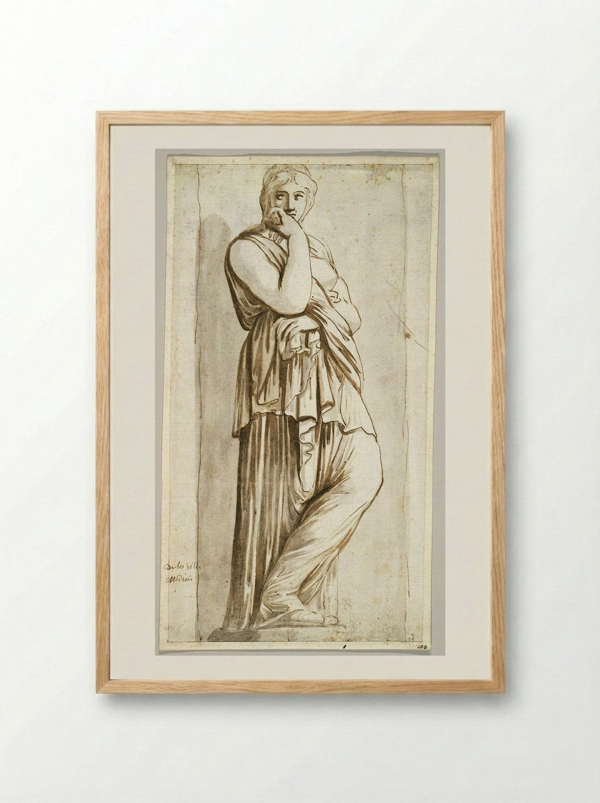Medici Thusnelda (Study after the Antique) - Augustin Pajou - Framed Print Wood