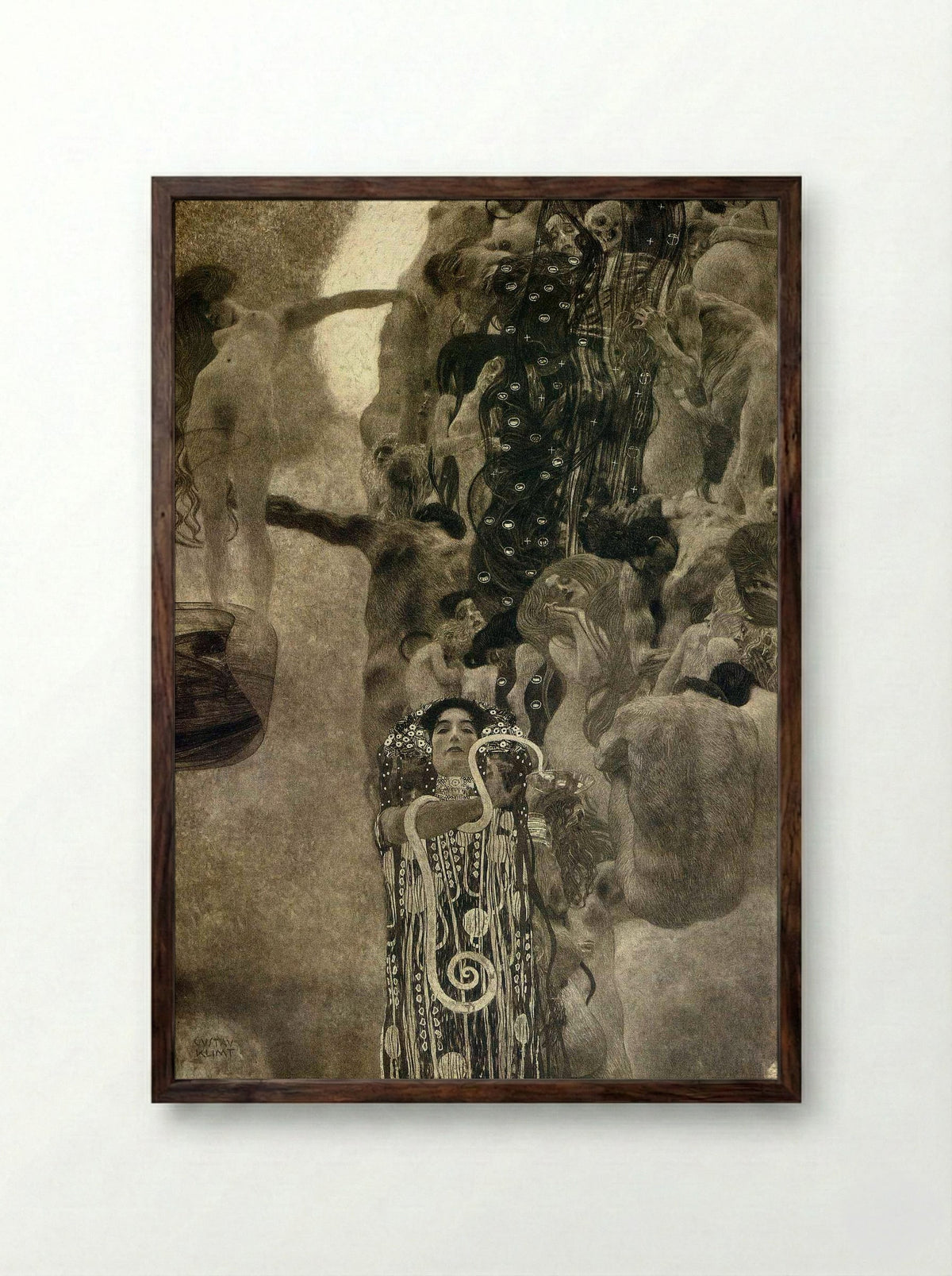 Medicine (University of Vienna Ceiling Paintings) - Gustav Klimt - Framed Print Dark Wood