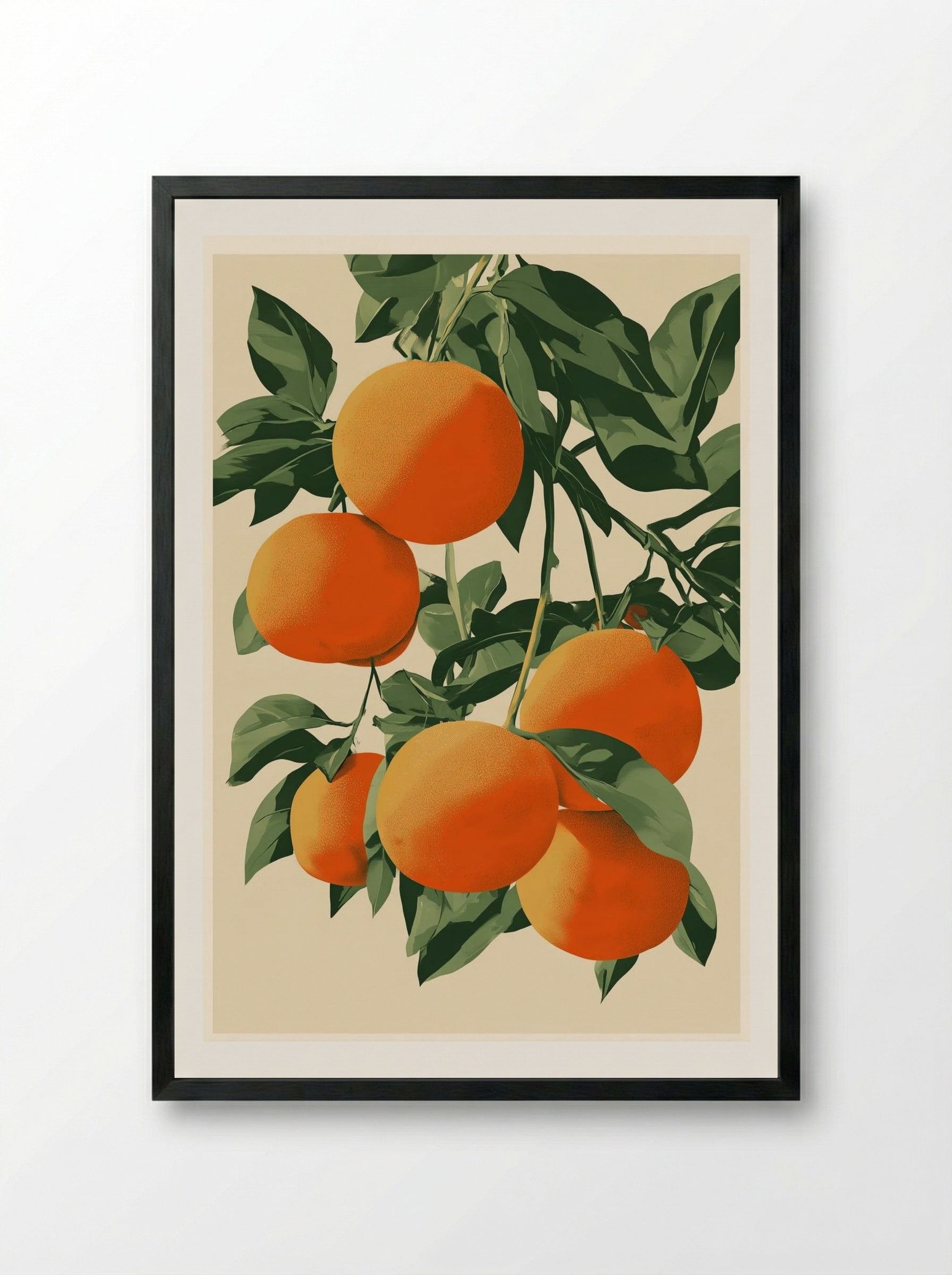 Mediterranean Oranges – Vintage Botanical Fruit Art Print.png - Framed Print Black