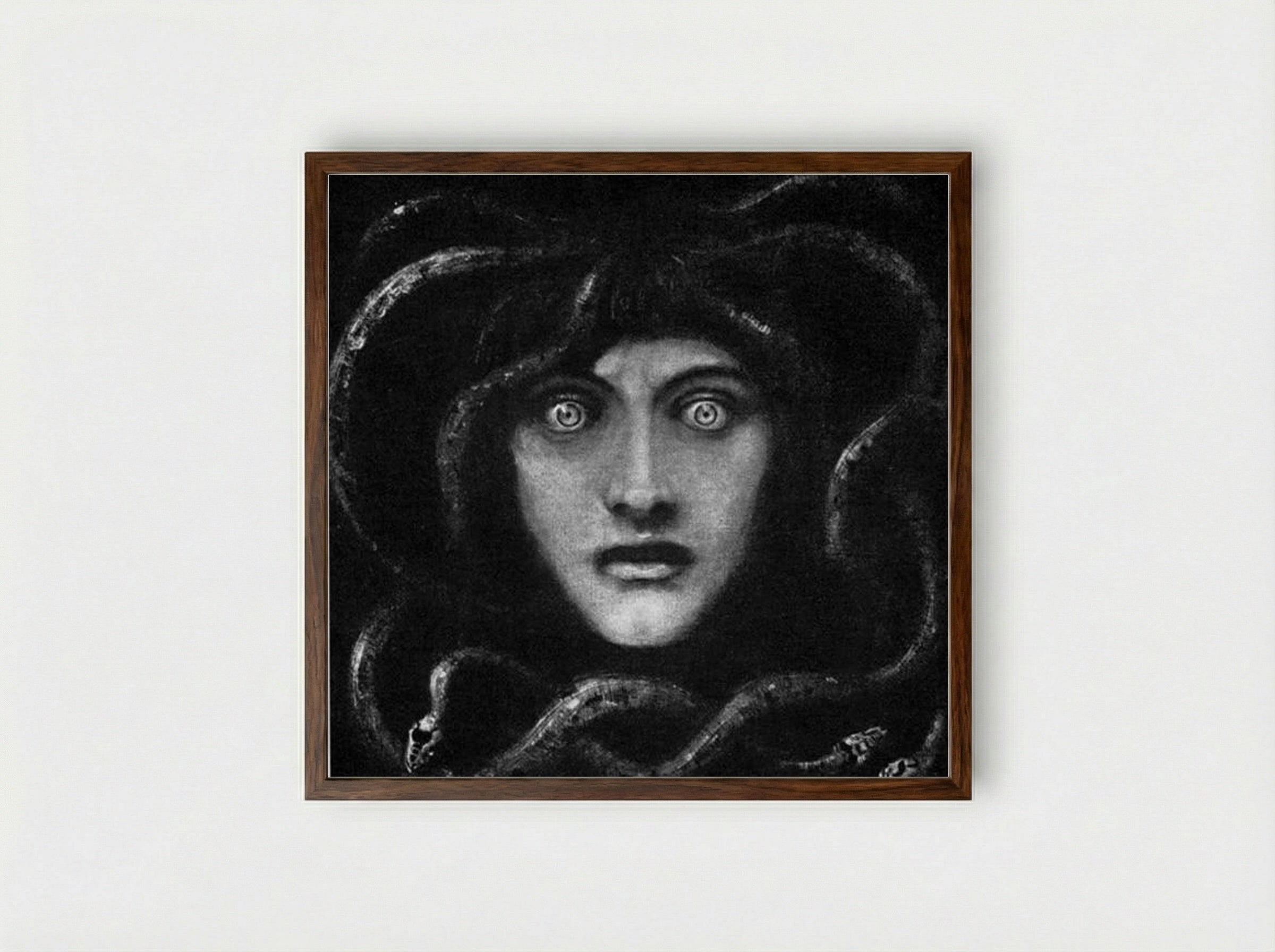 Medusa - Franz von Stuck - Framed Print Dark Wood