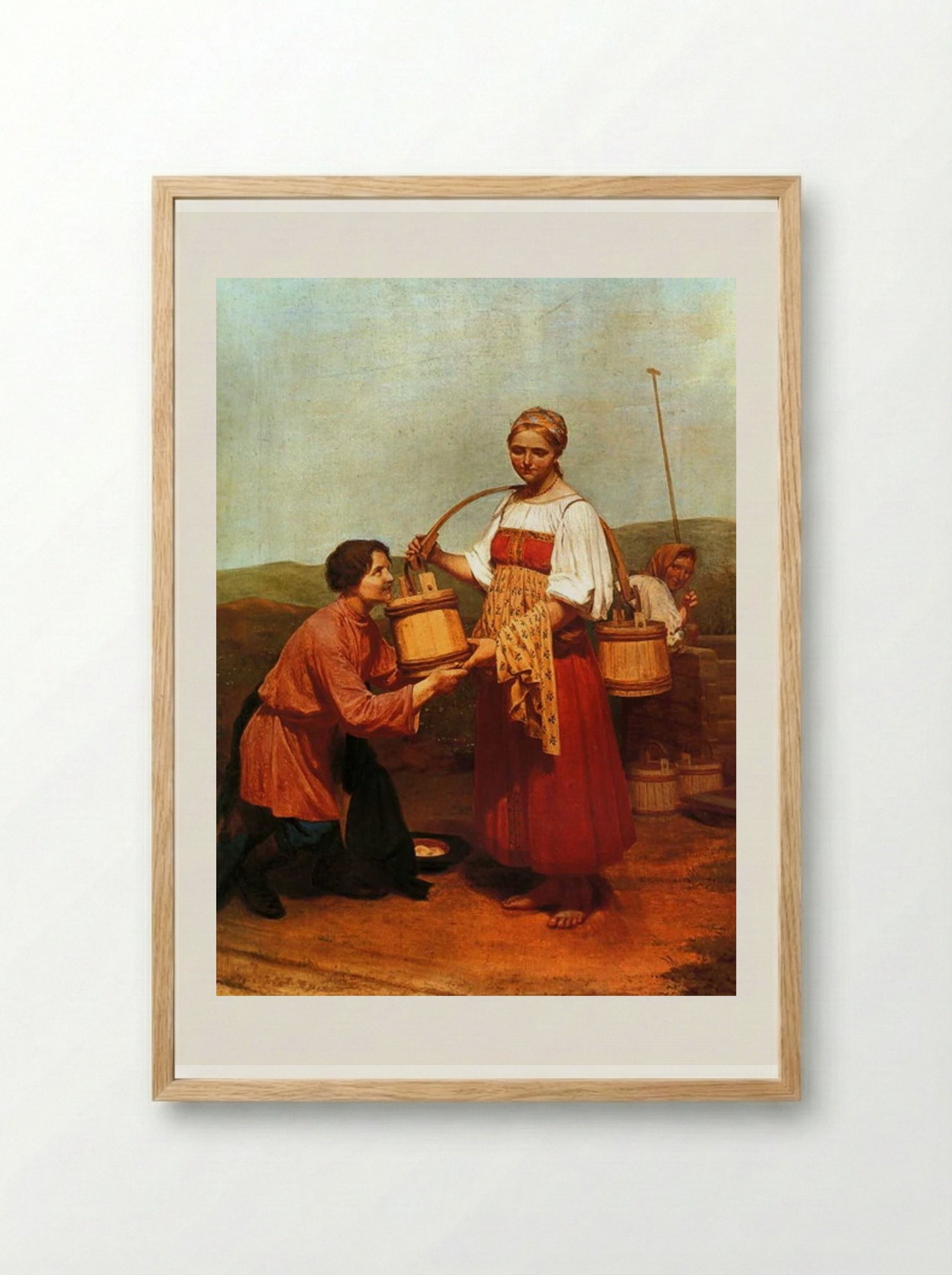 Meeting at the Well - Alexey Venetsianov - Framed Print Wood