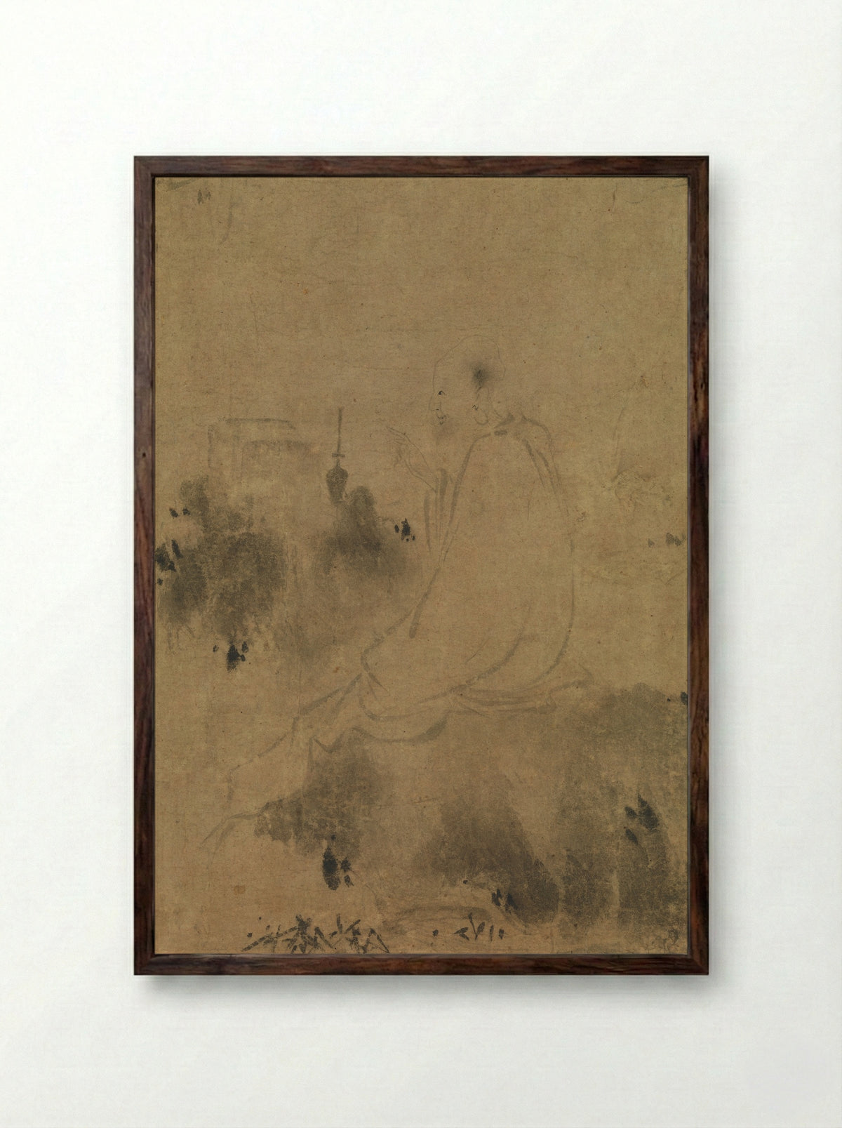 Meeting between Yaoshan and Li Ao - Zhiweng - Framed Print Dark Wood