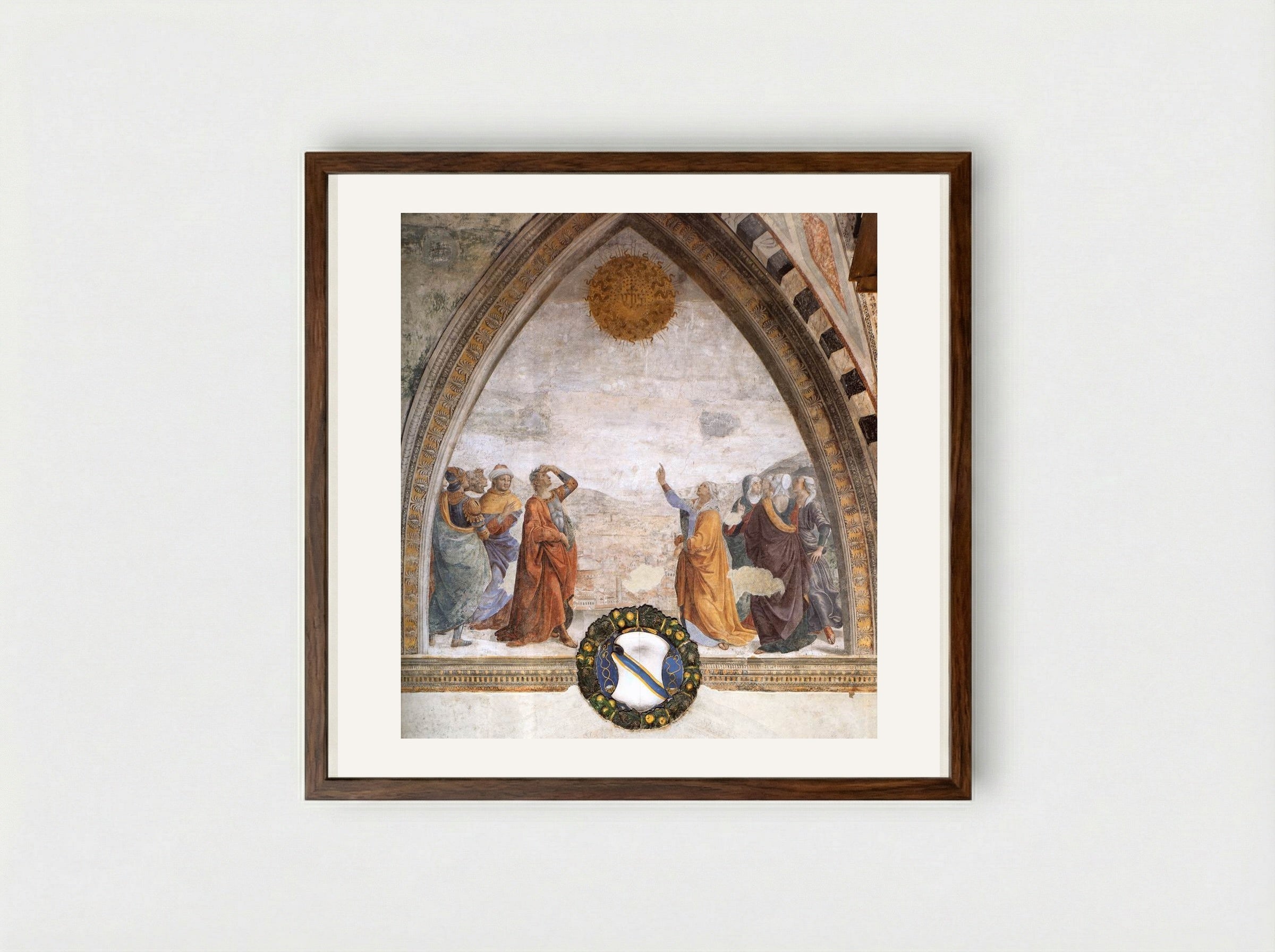 Meeting of Augustus and the Sibyl - Domenico Ghirlandaio - Framed Print Dark Wood