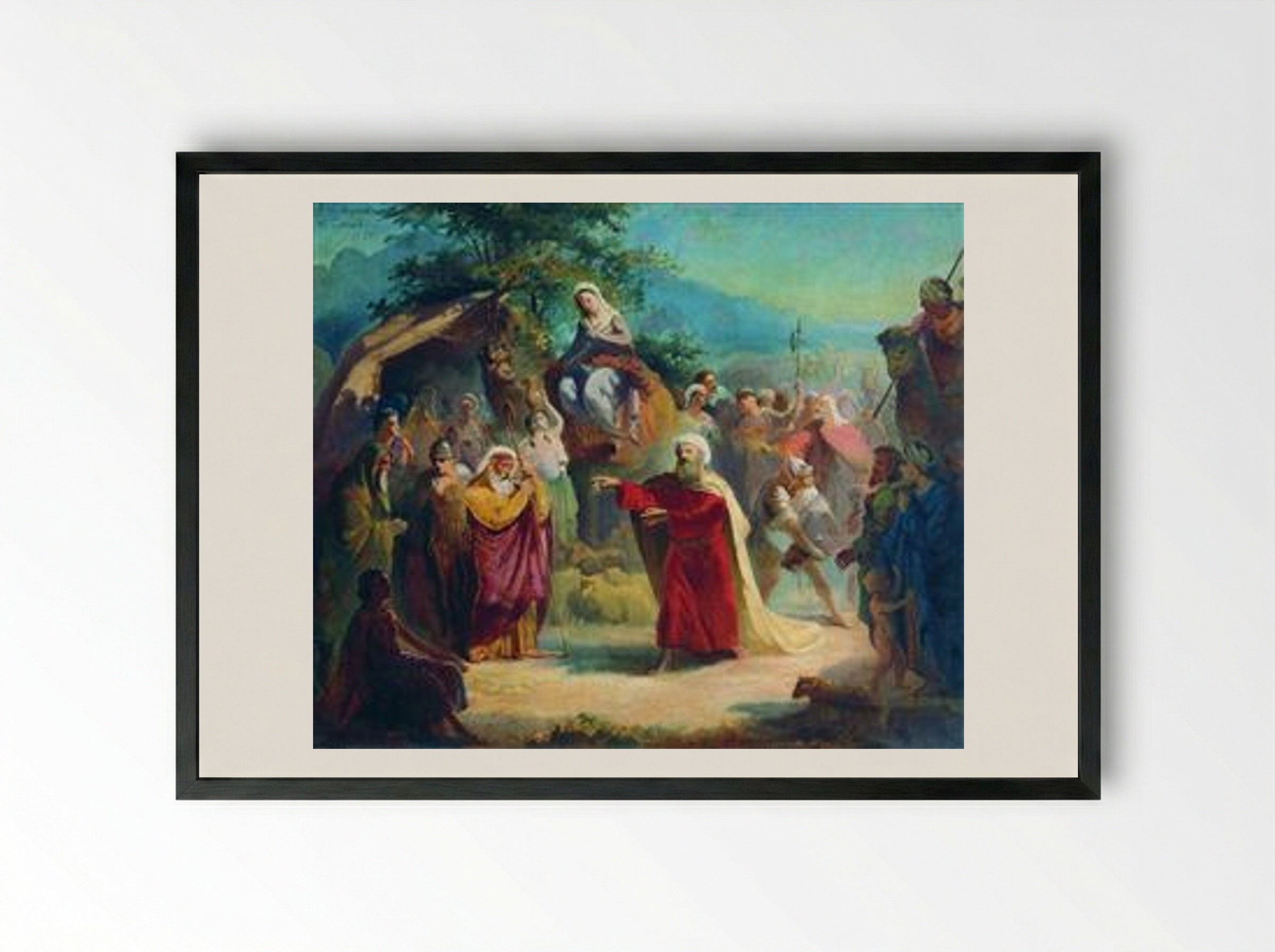 Meeting of Isaac and Eleazar - Konstantin Makovsky - Framed Print Black
