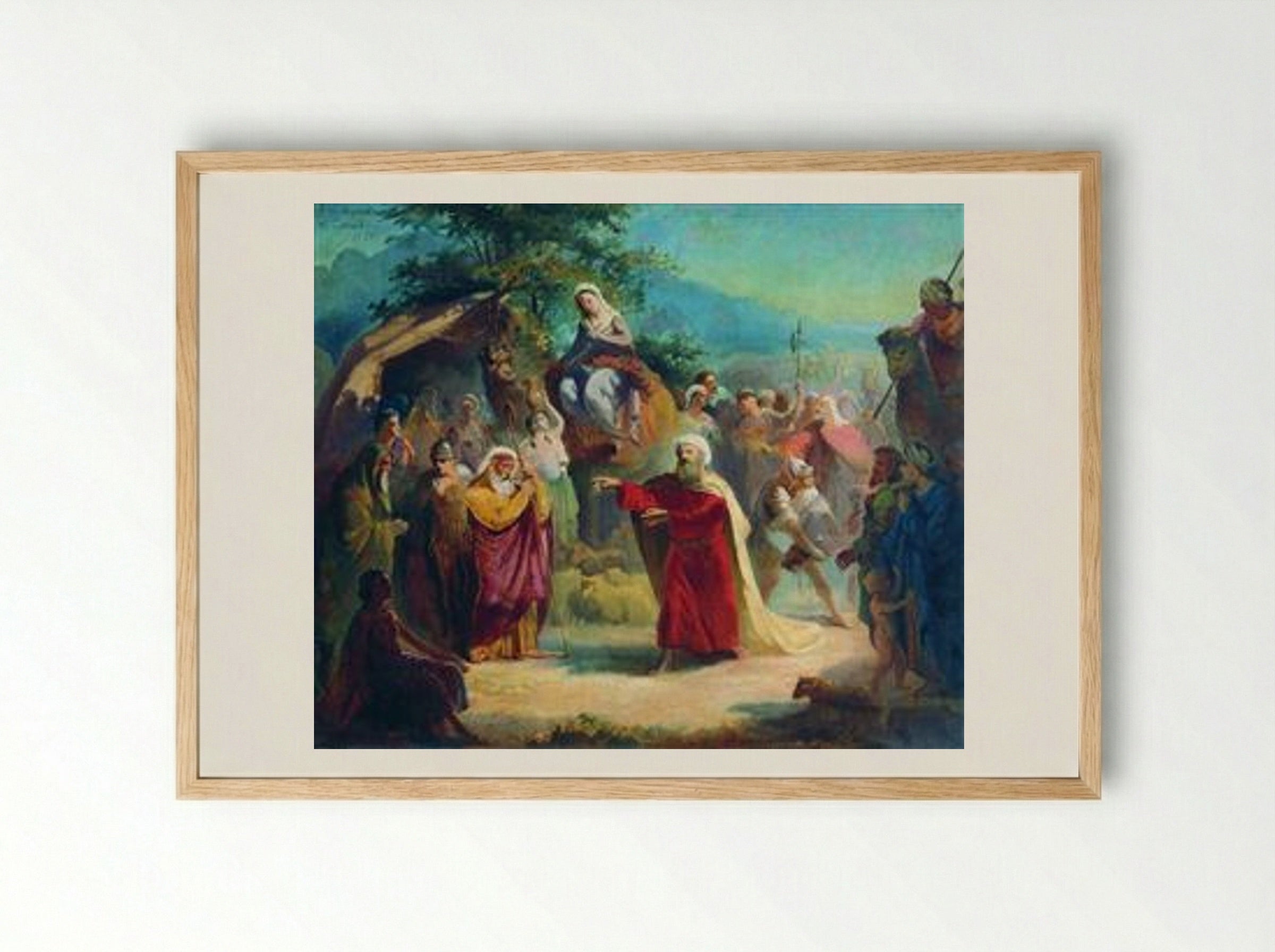 Meeting of Isaac and Eleazar - Konstantin Makovsky - Framed Print Wood