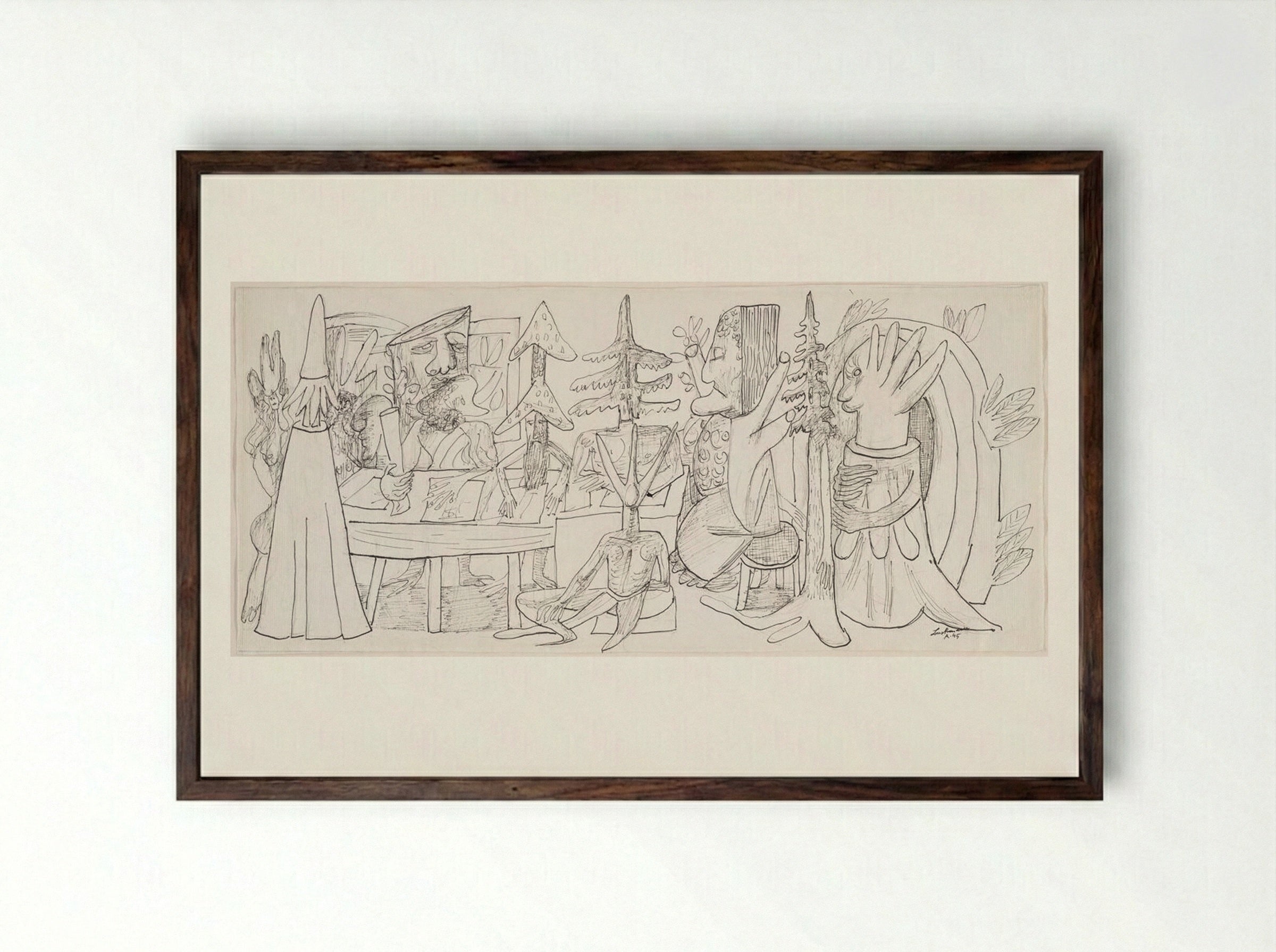Meeting of the Forest Owners - Max Beckmann - Framed Print Dark Wood