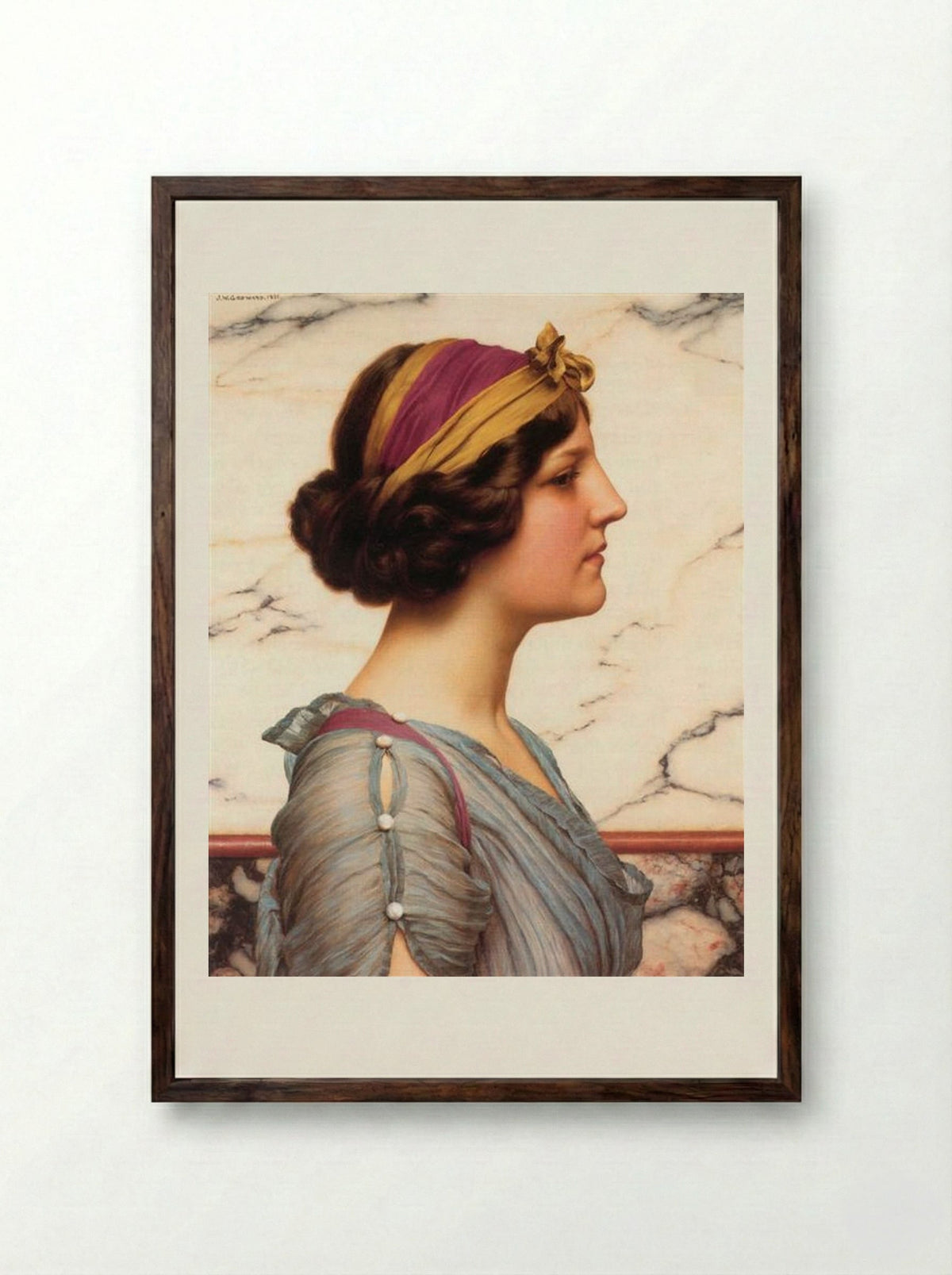 Megilla - John William Godward - Framed Print Dark Wood