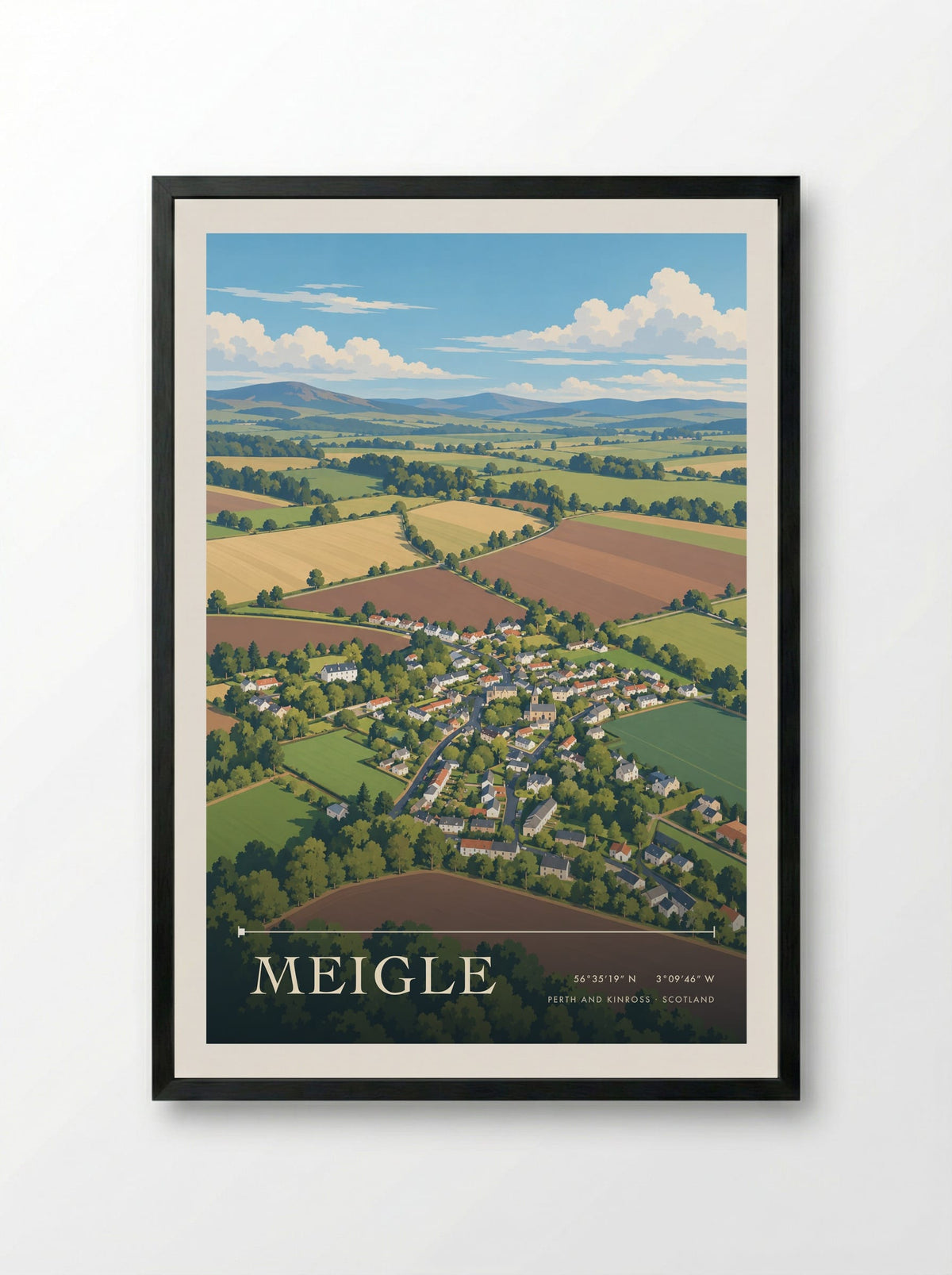 Meigle, Perth and Kinross | Travel Poster - Framed Print Black