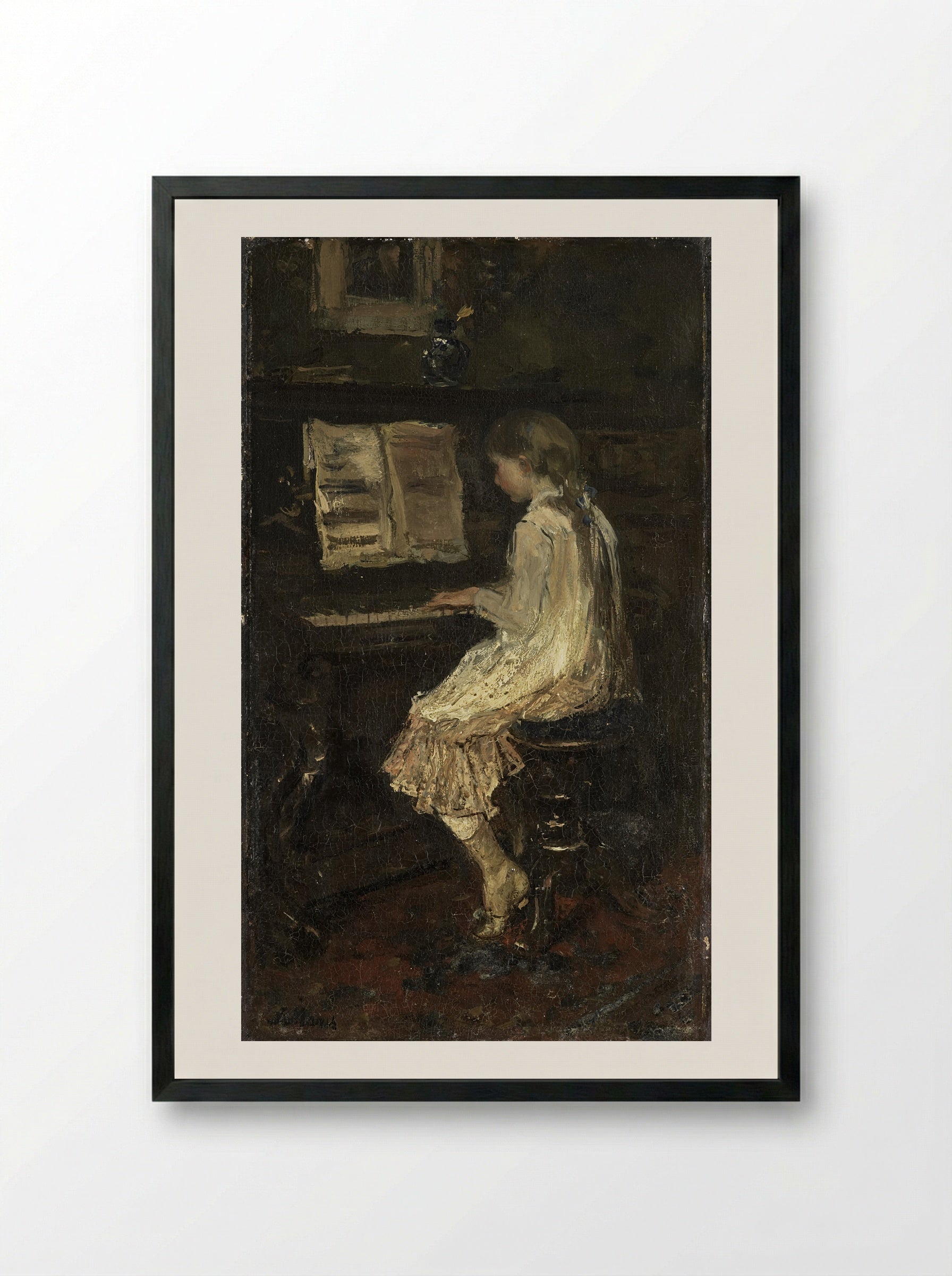 Meisje aan de piano - Jacob Maris - Framed Print Black