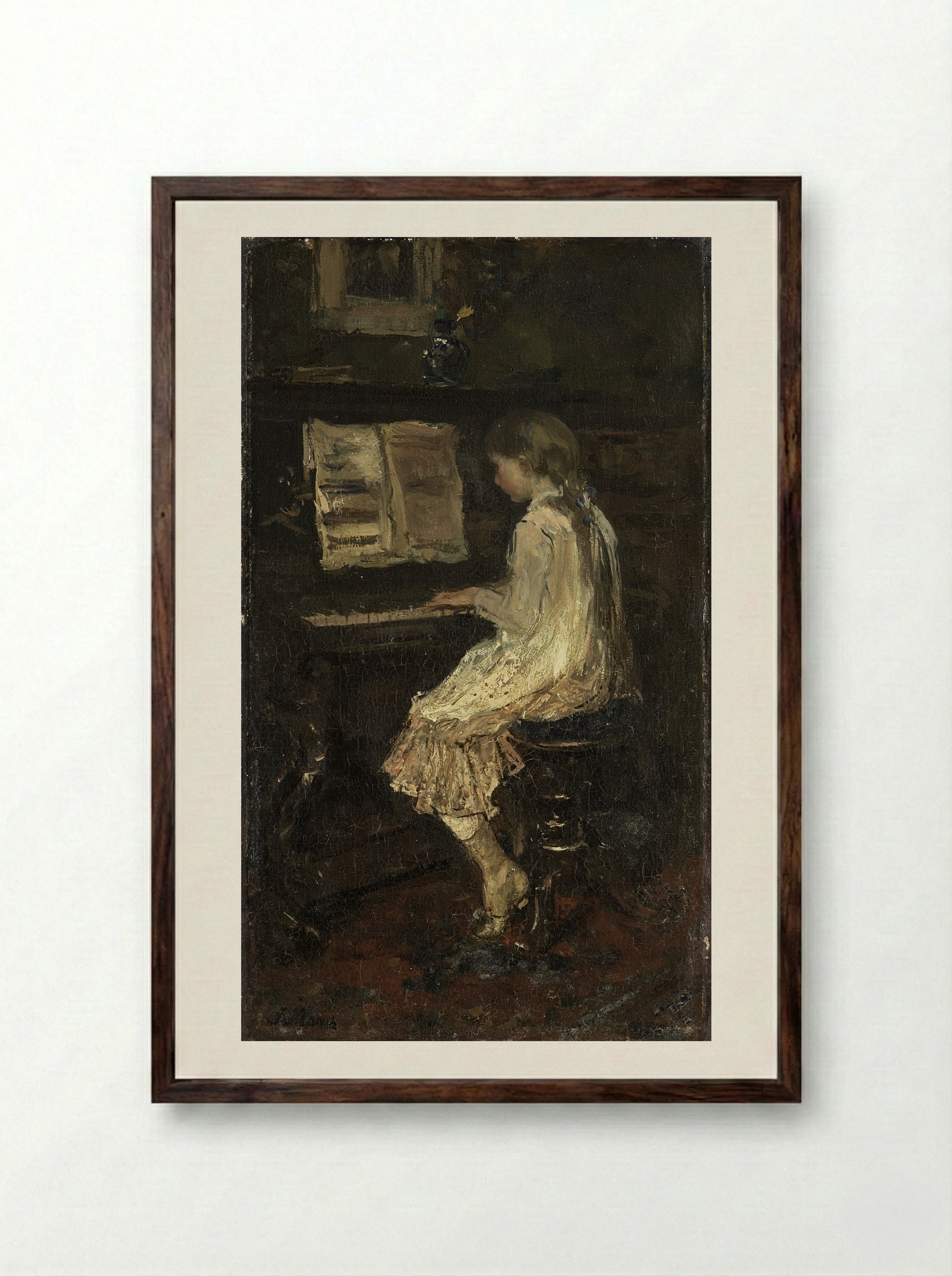 Meisje aan de piano - Jacob Maris - Framed Print Dark Wood