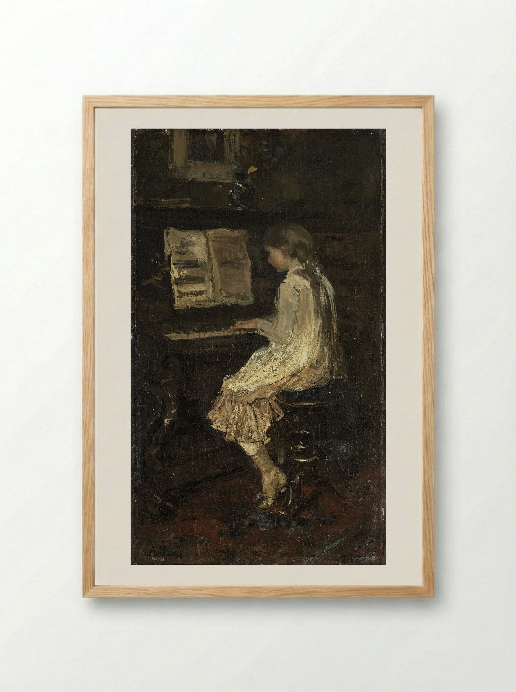 Meisje aan de piano - Jacob Maris - Framed Print Wood