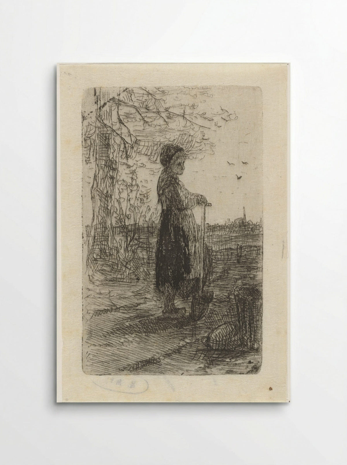 Meisje leunend op een schop - Jozef Israëls - Poster