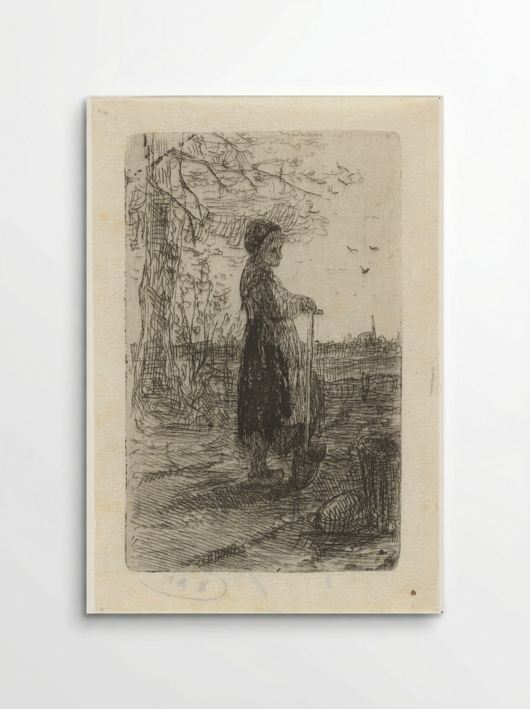 Meisje leunend op een schop - Jozef Israëls - Poster