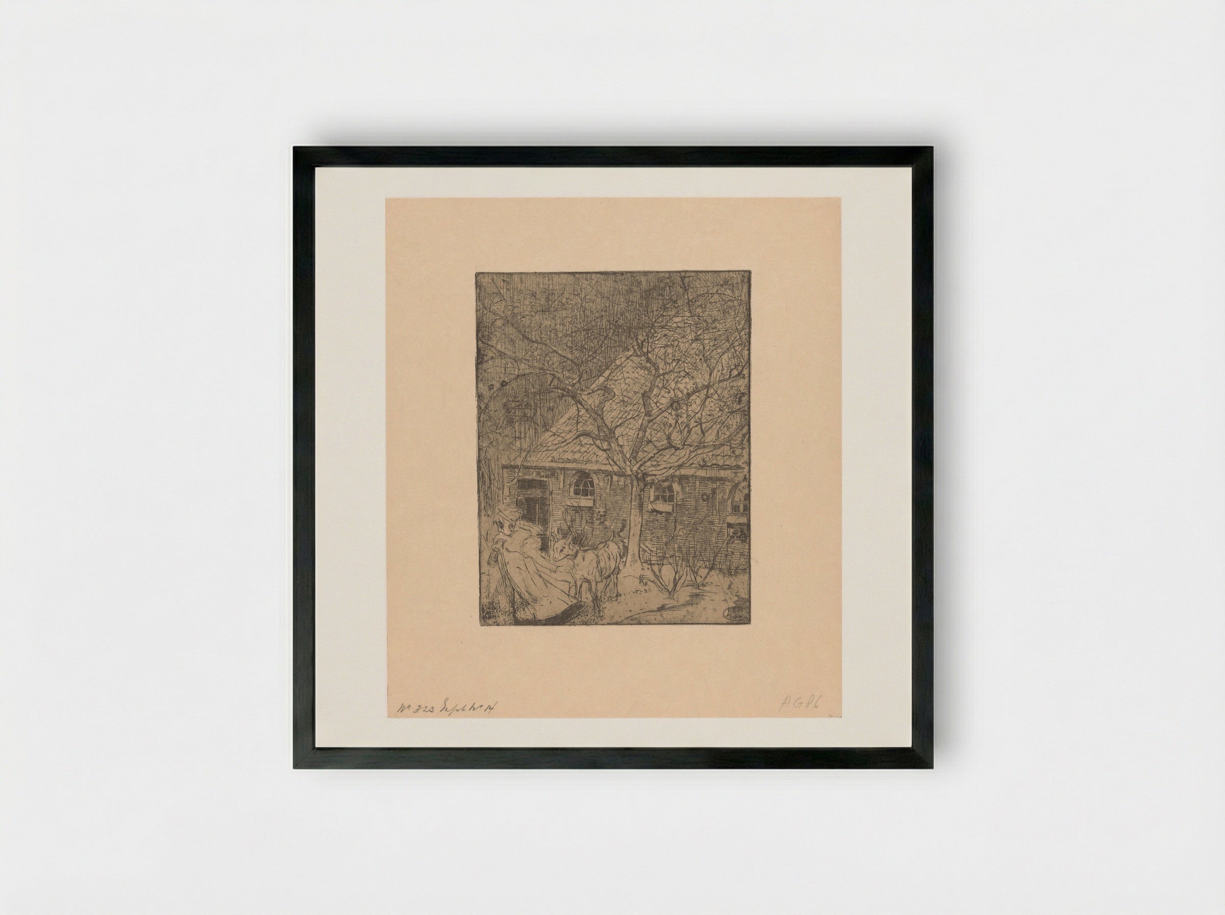Meisje met geit - Pieter Dupont - Framed Print Black
