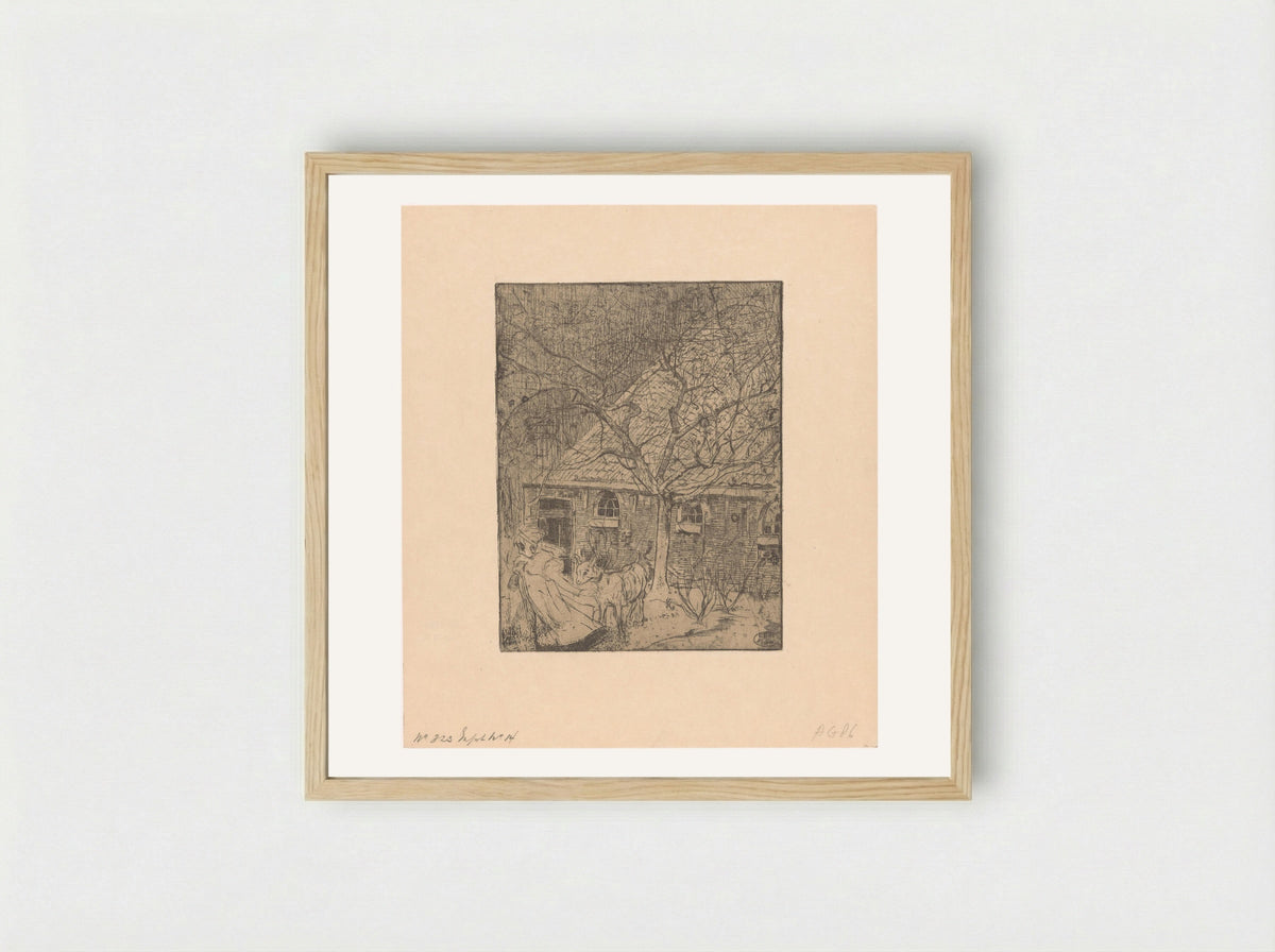 Meisje met geit - Pieter Dupont - Framed Print Wood