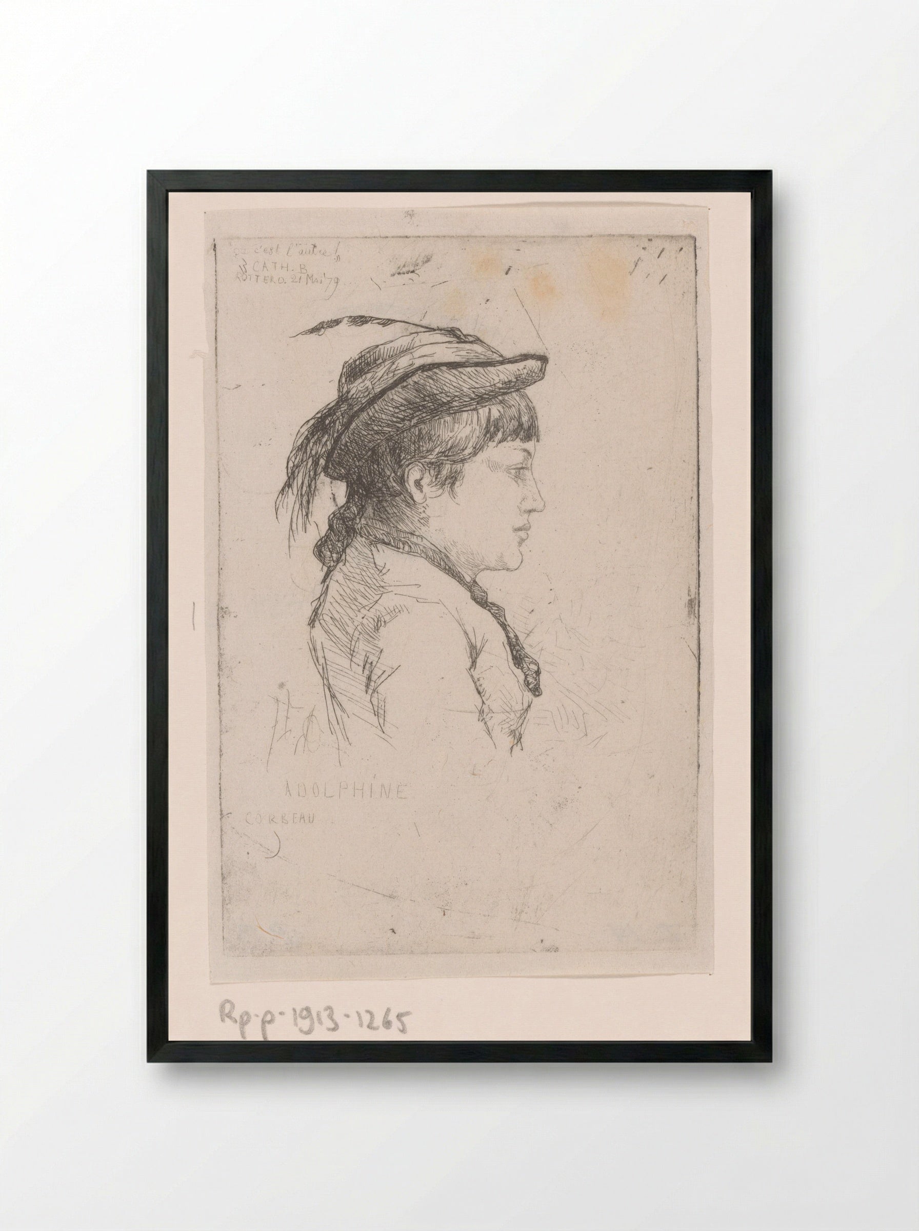 Meisje met hoed op - Philip Zilcken - Framed Print Black