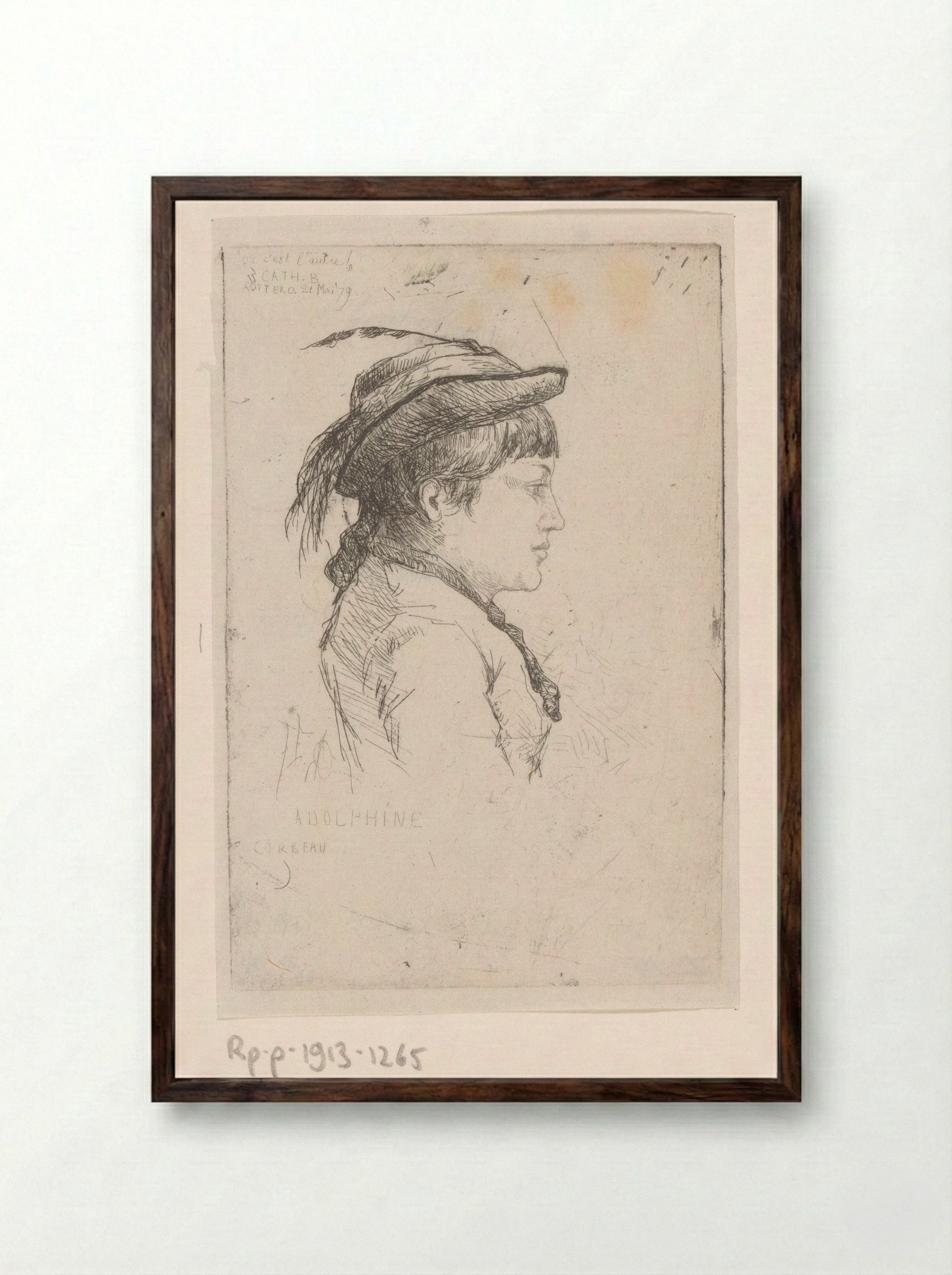 Meisje met hoed op - Philip Zilcken - Framed Print Dark Wood