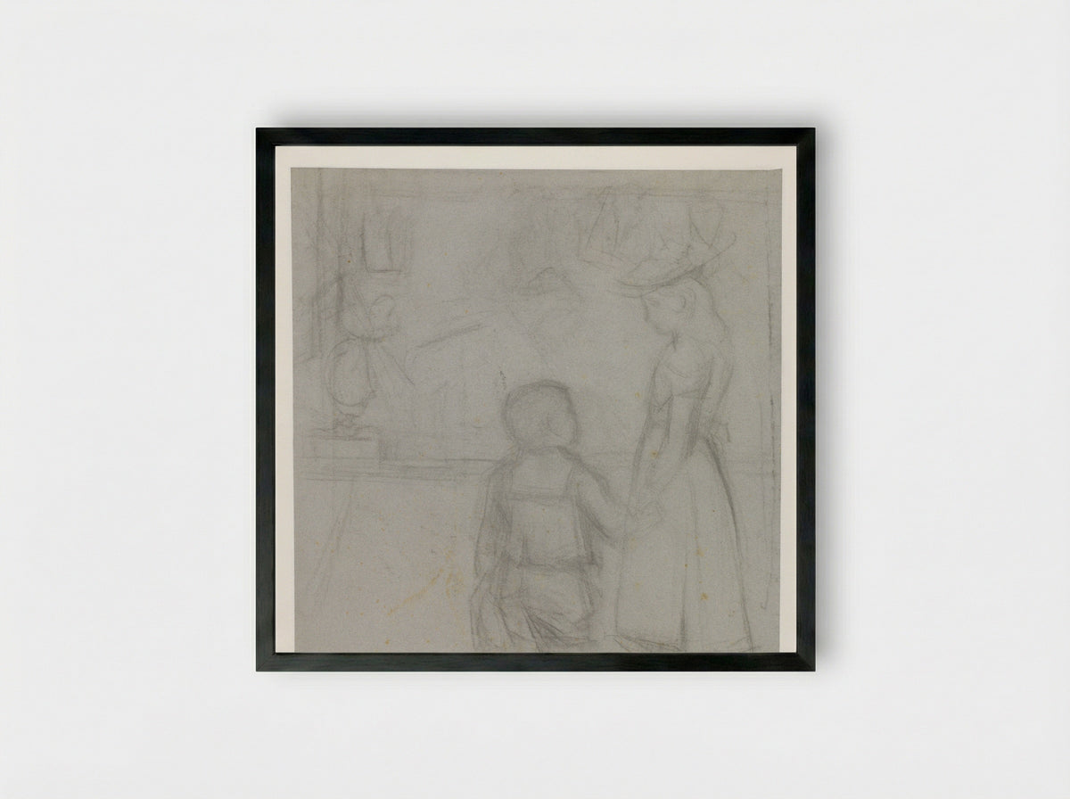 Meisje met jongetje aan de hand - Agnieta Cornelia Gijswijt - Framed Print Black