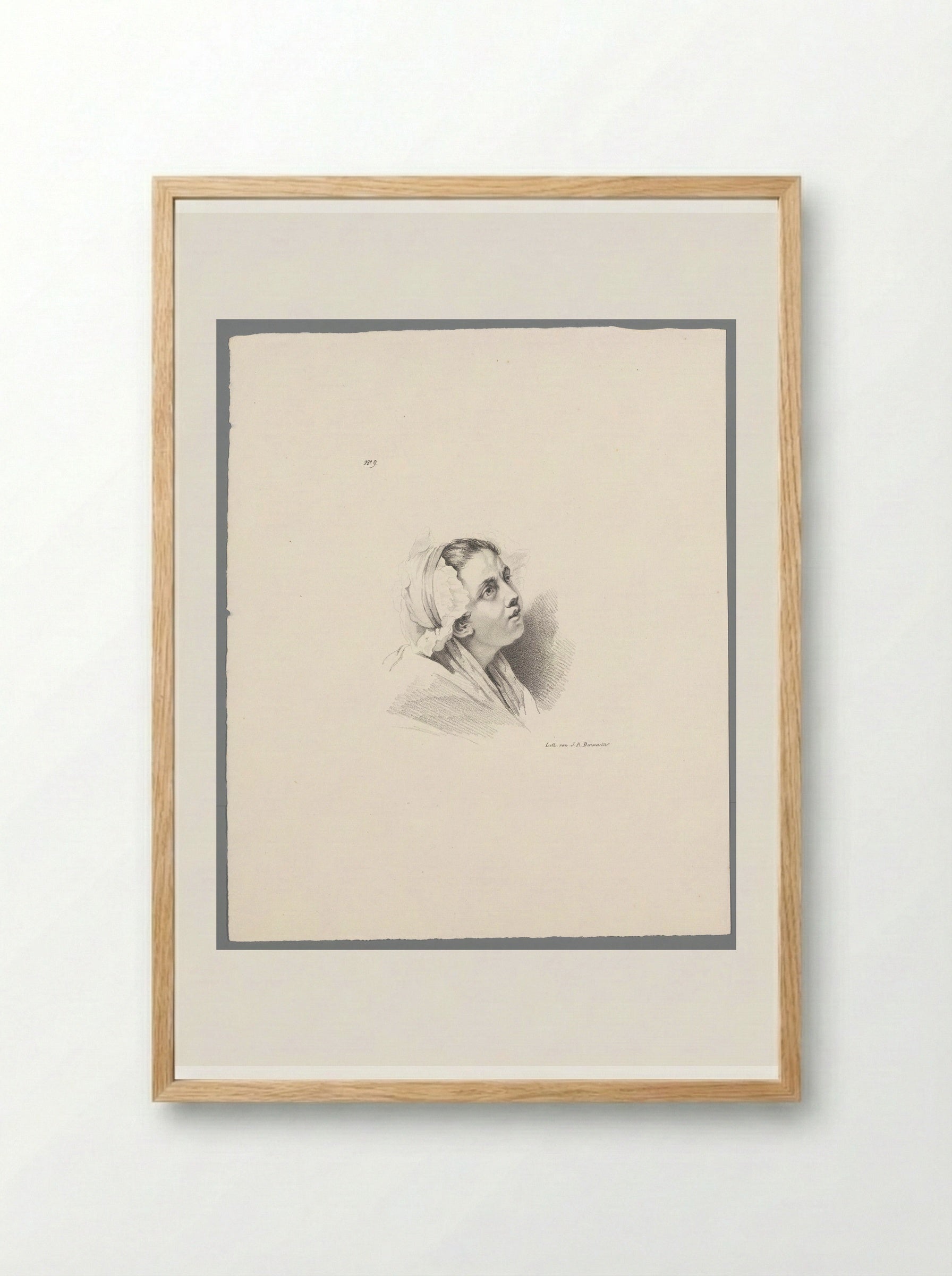 Meisje met muts (Girl with a Cap) - Jean Augustin Daiwaille - Framed Print Wood