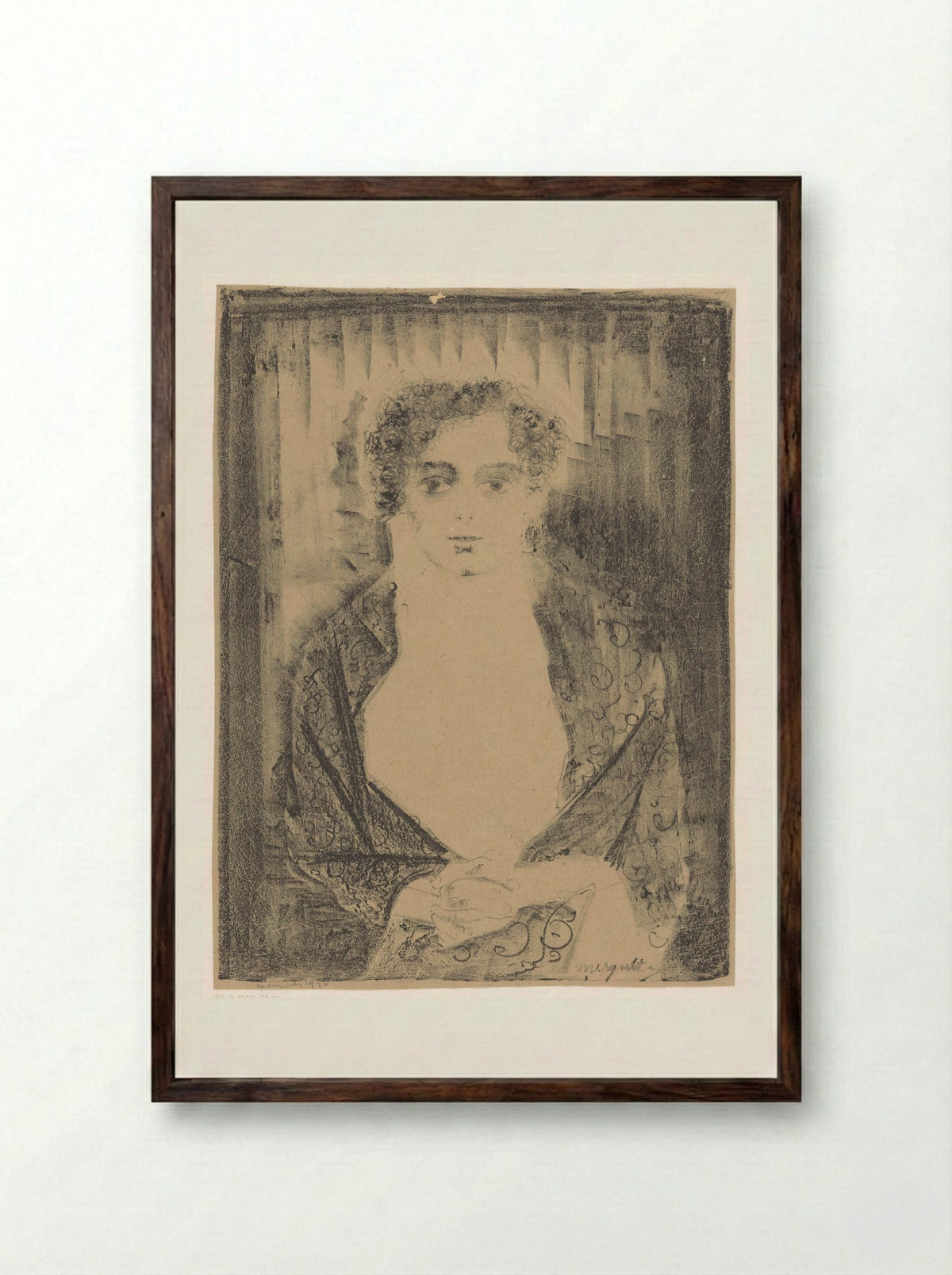 Meisje met omslagdoek - Samuel Jessurun de Mesquita - Framed Print Dark Wood