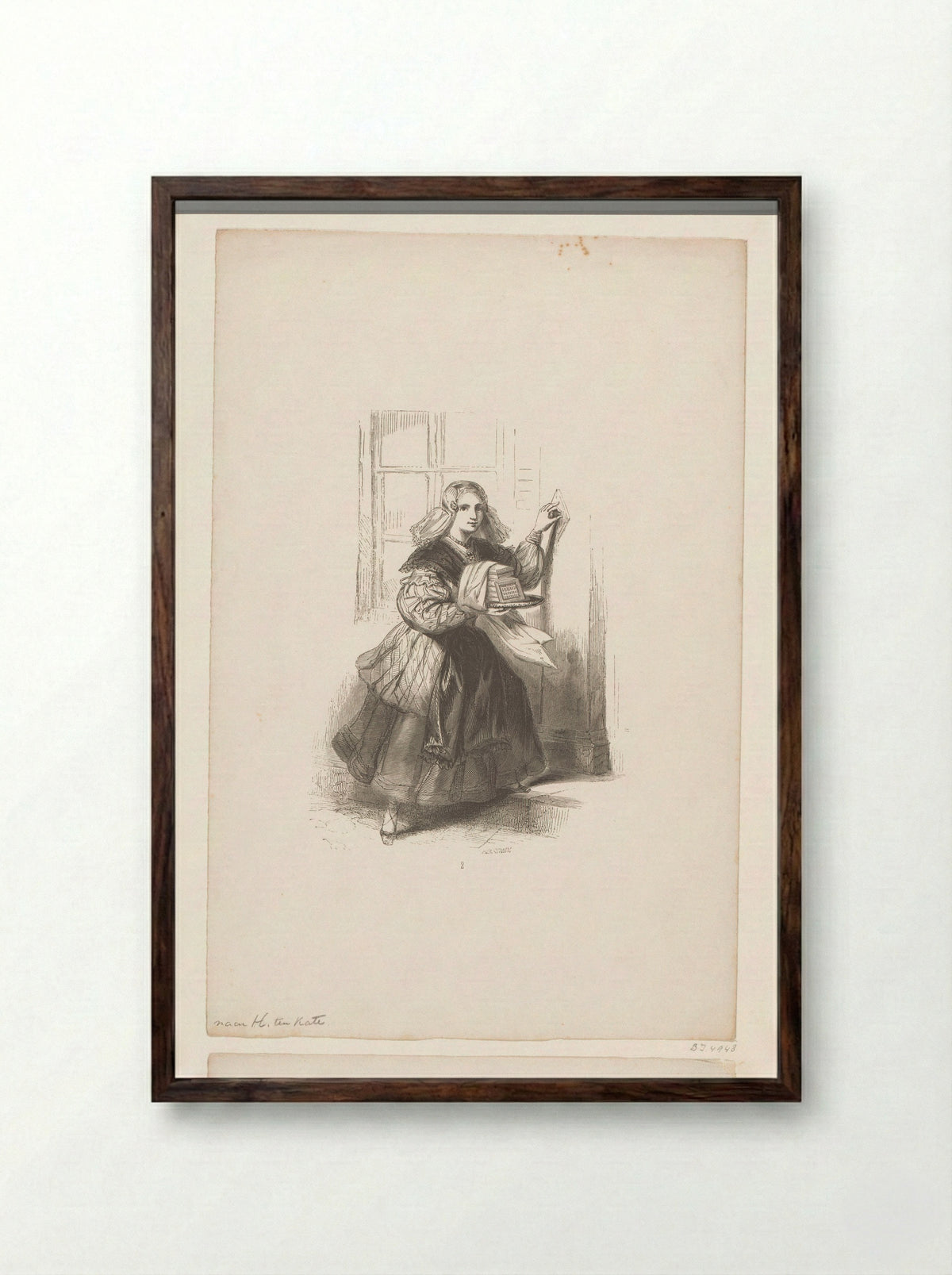 Meisje met wafels bij een deur - Nederlandsche Maatschappij van Schoone Kunsten - Framed Print Dark Wood