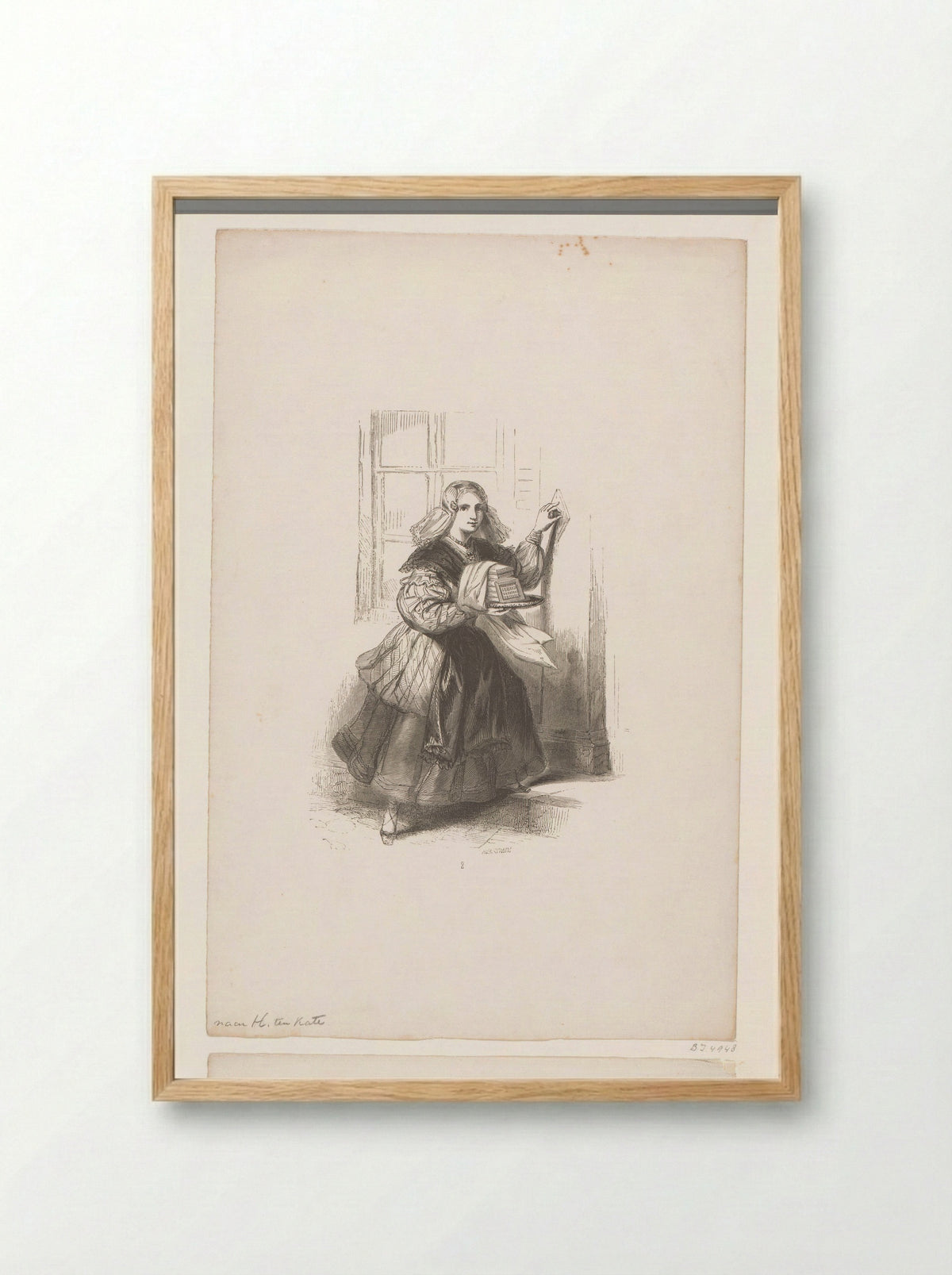 Meisje met wafels bij een deur - Nederlandsche Maatschappij van Schoone Kunsten - Framed Print Wood