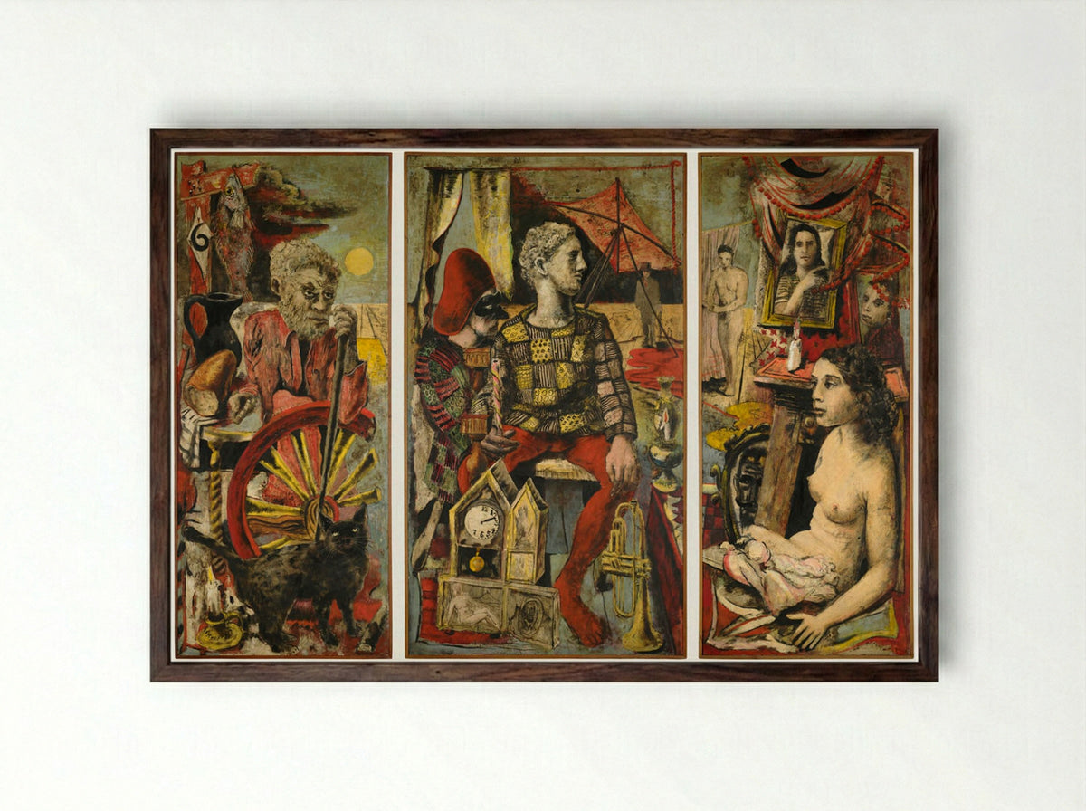 Melancholia (triptych) - Karl Zerbe - Framed Print Dark Wood