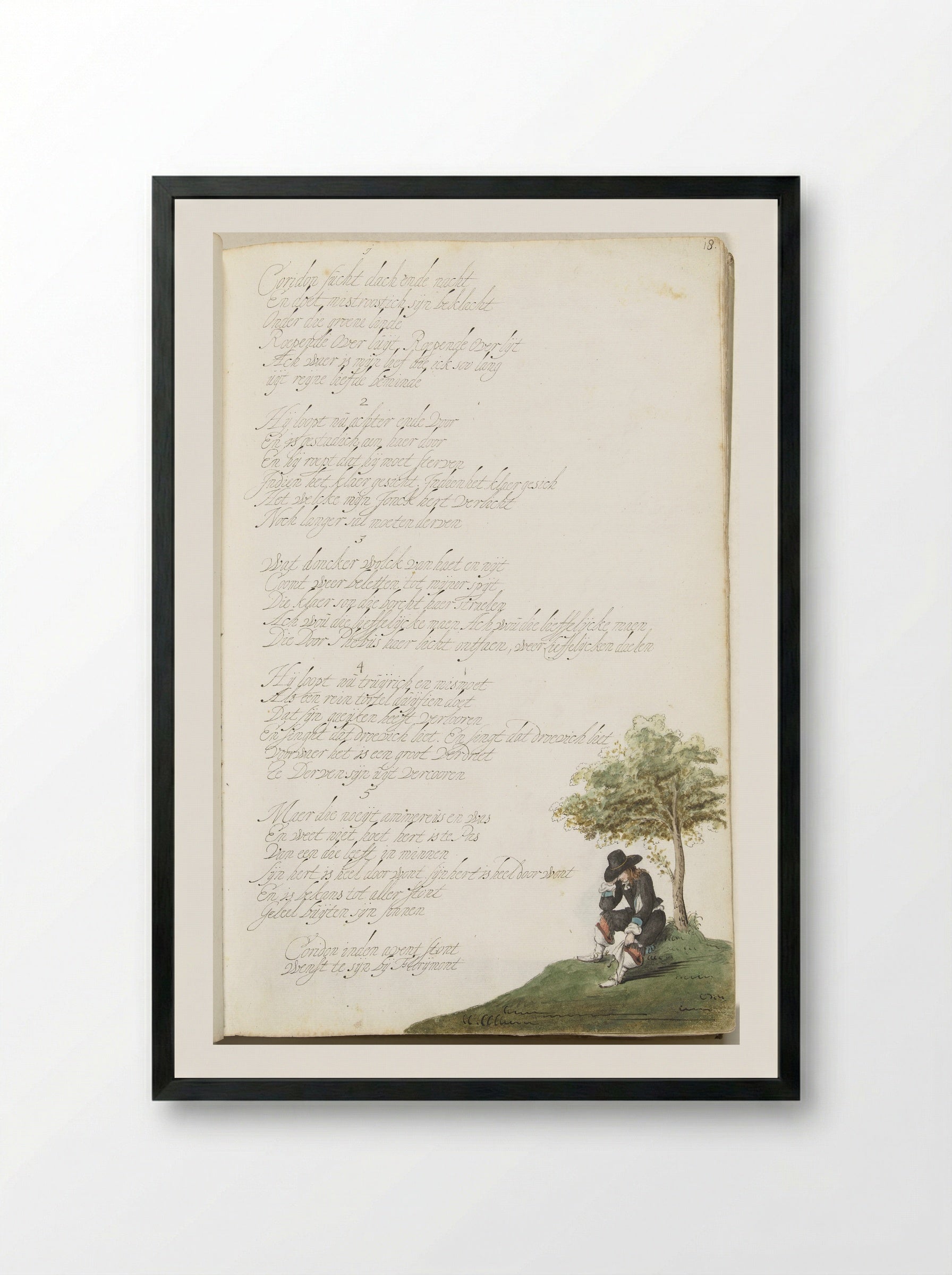 Melancholische aanbidder (Melancholic Admirer) - Gesina ter Borch - Framed Print Black