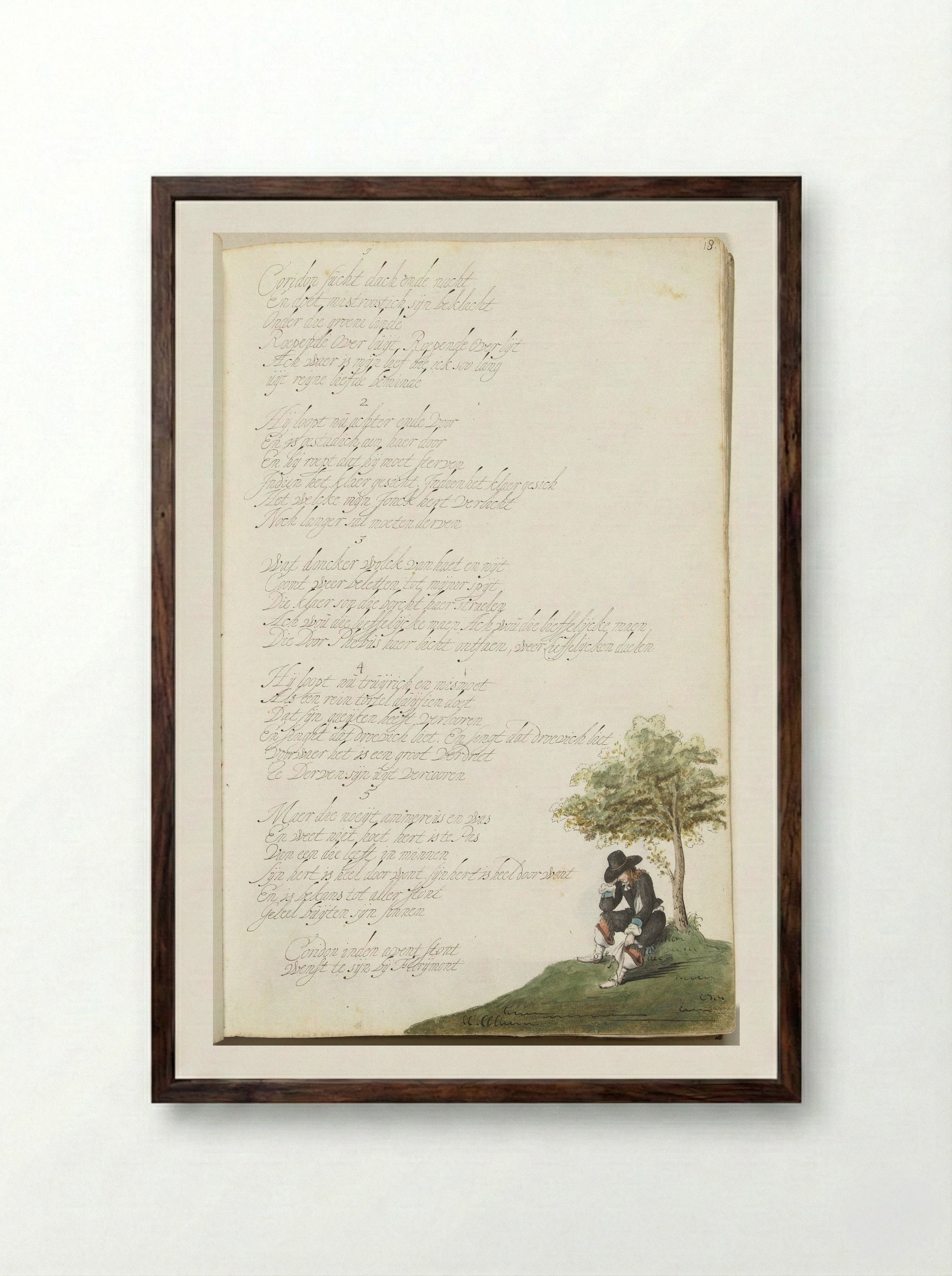 Melancholische aanbidder (Melancholic Admirer) - Gesina ter Borch - Framed Print Dark Wood