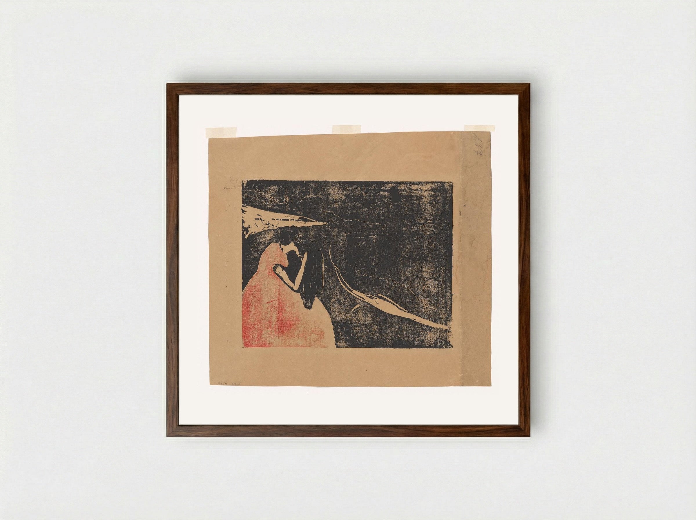 Melancholy II - Edvard Munch - Framed Print Dark Wood